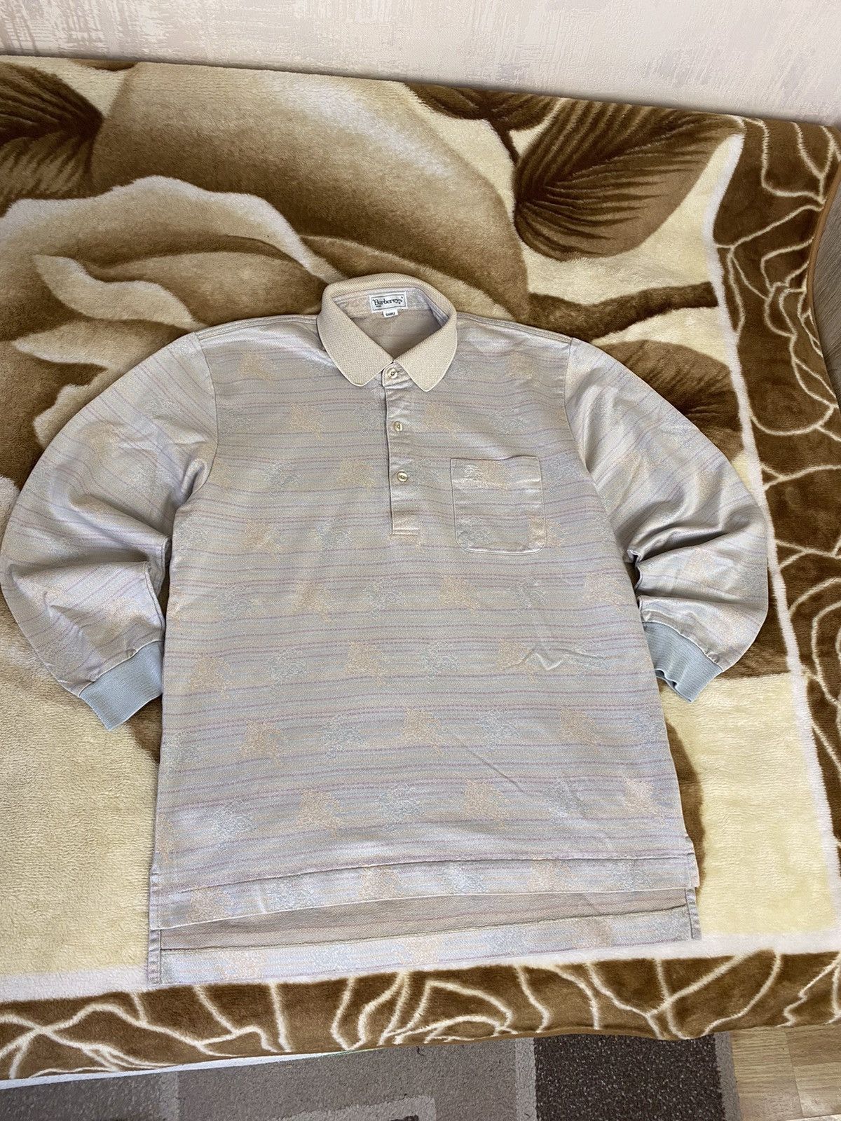 Burberry 🔥 90s Burberrys Rare Monogram Polo Long Sleeve Shirt Rugby Size US S / EU 44-46 / 1 - 5 Thumbnail
