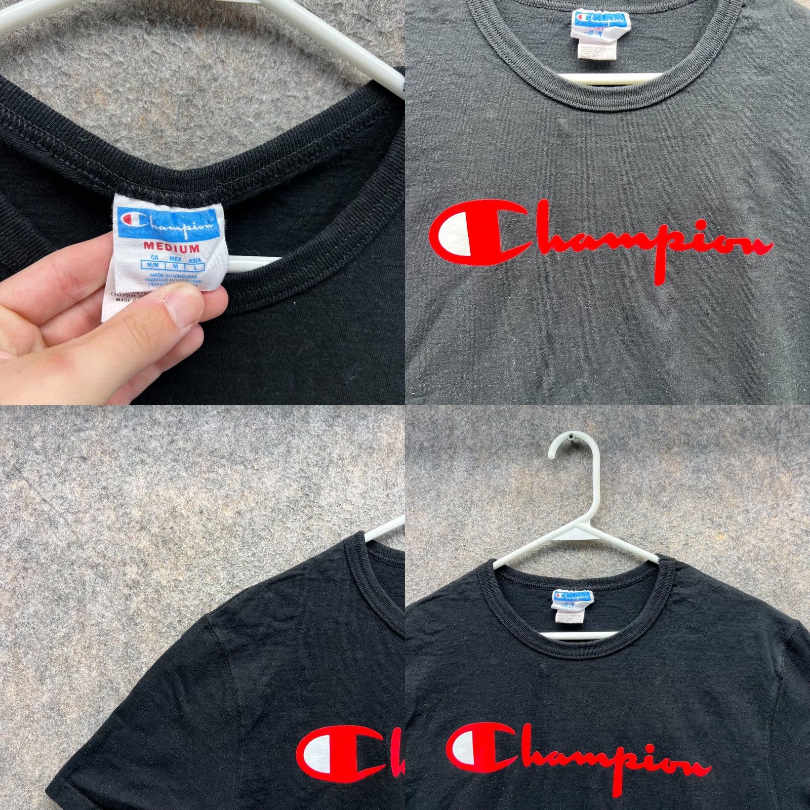 Champion VINTAGE Champion Shirt Mens Medium Black Crewneck Spell Out Heritage Direct Flock Shirt Mens Medium Black Crewneck Spell Out Heritage Direct Flock Size US M / EU 48-50 / 2 - 8 Thumbnail