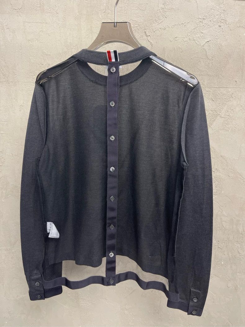 Thom Browne Thom browne Gray back button transparent mesh show long-sle Size US XXS / EU 40 - 4 Thumbnail