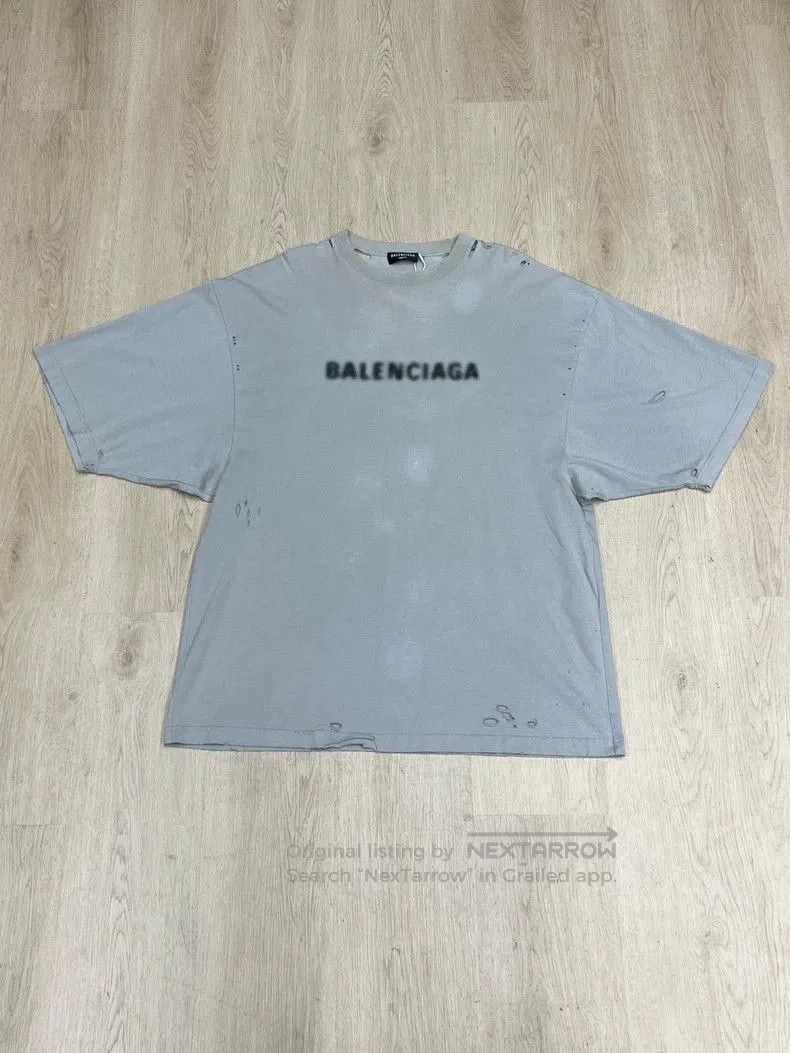 Balenciaga Distressed Logo Short Sleeve.