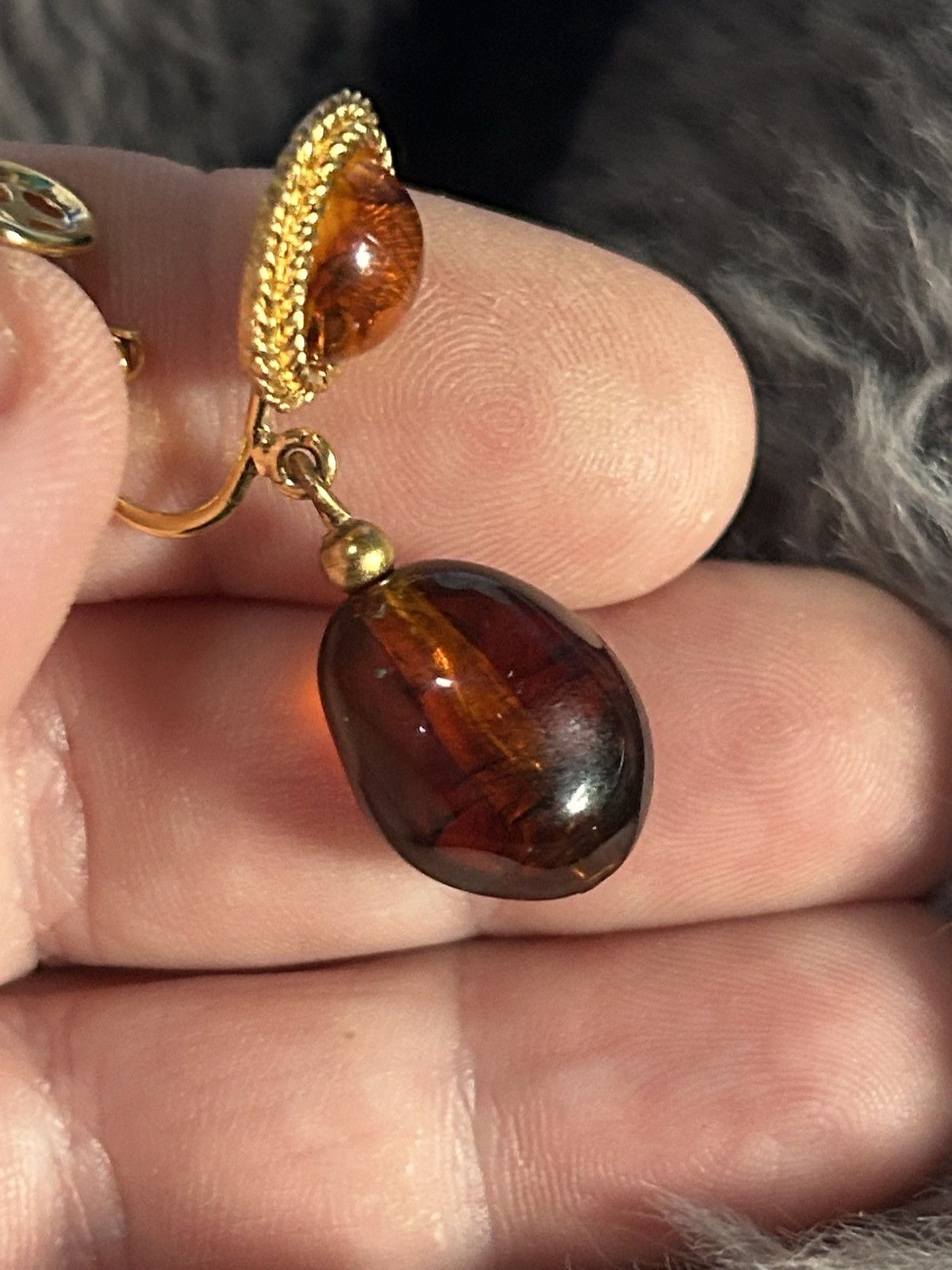 Vintage Vintage Crown Trifari mid century amber lucite earrings Size ONE SIZE - 10 Thumbnail
