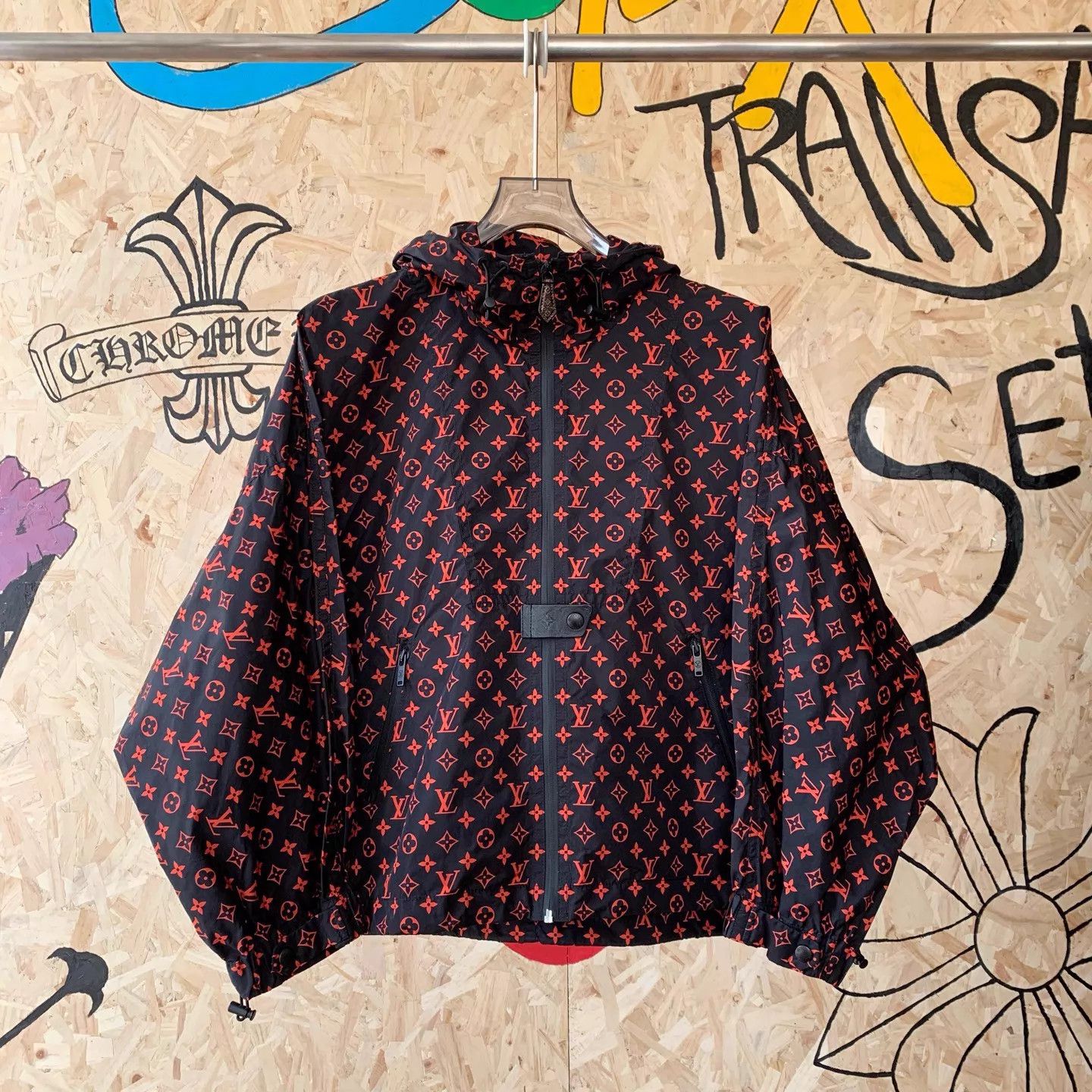 Louis Vuitton LV Women's Burgundy Full Logo WP Hooded Parka Size S / US 4 / IT 40 - 1 Thumbnail