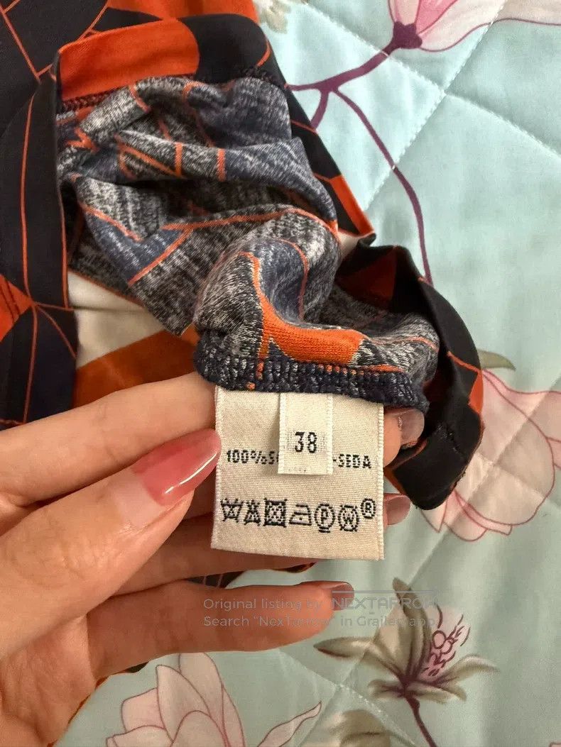 Hermes Hermes Top in silk, gray and orange color scheme Size XS / US 0-2 / IT 36-38 - 4 Thumbnail