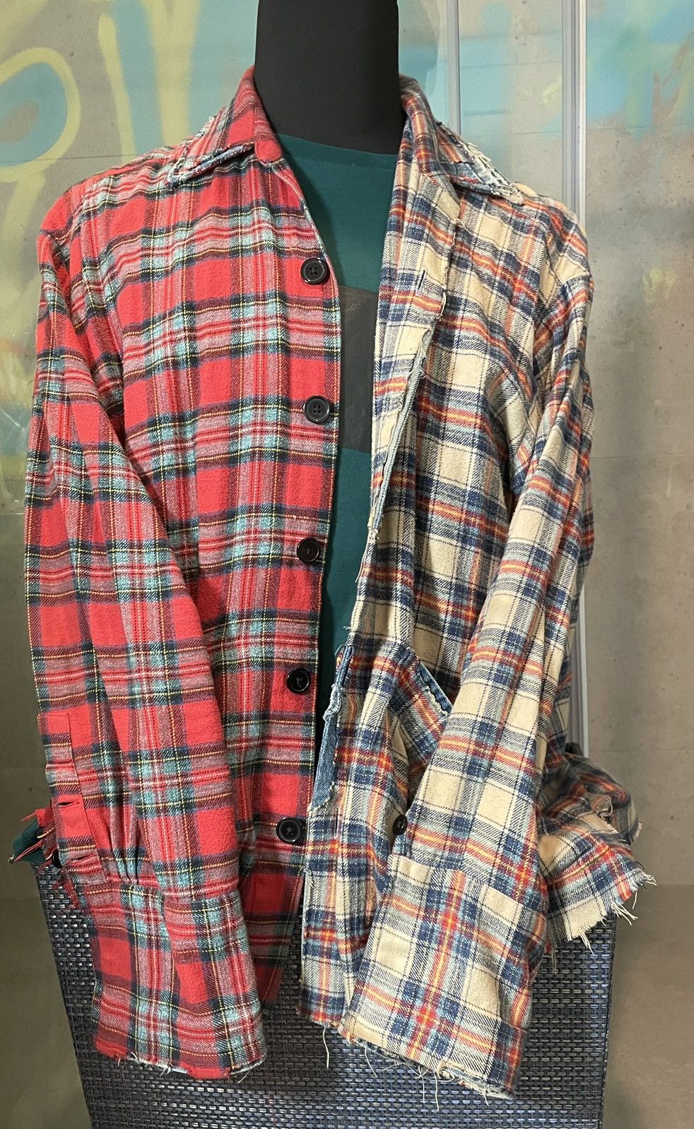 Pre-owned Greg Lauren T Flannel - Collared Dress Shirt - L - Button Down In Red