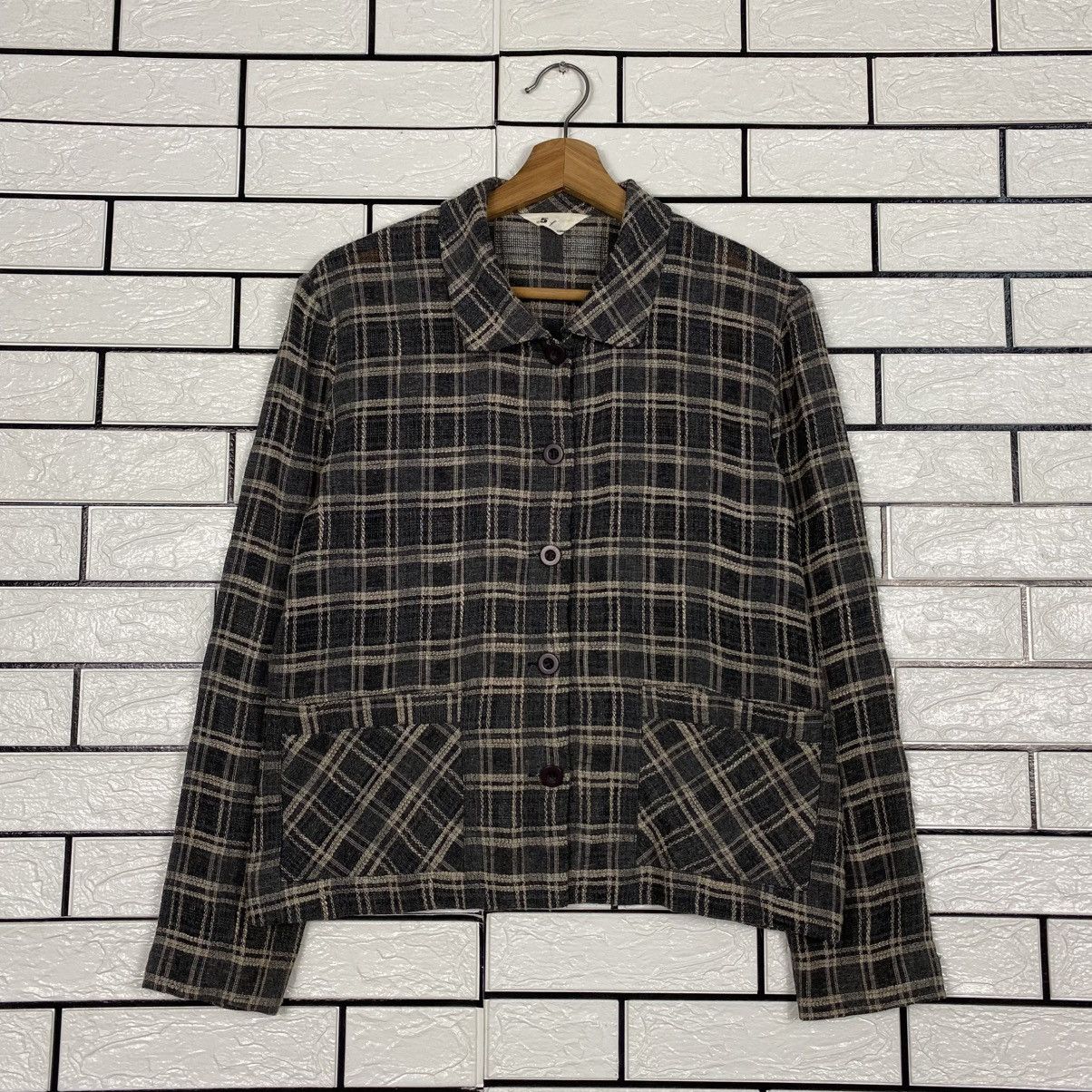 Issey Miyake 📌Vintage Cropped Button Jacket Corsa Tartan Design Check Size US M / EU 48-50 / 2 - 2 Thumbnail