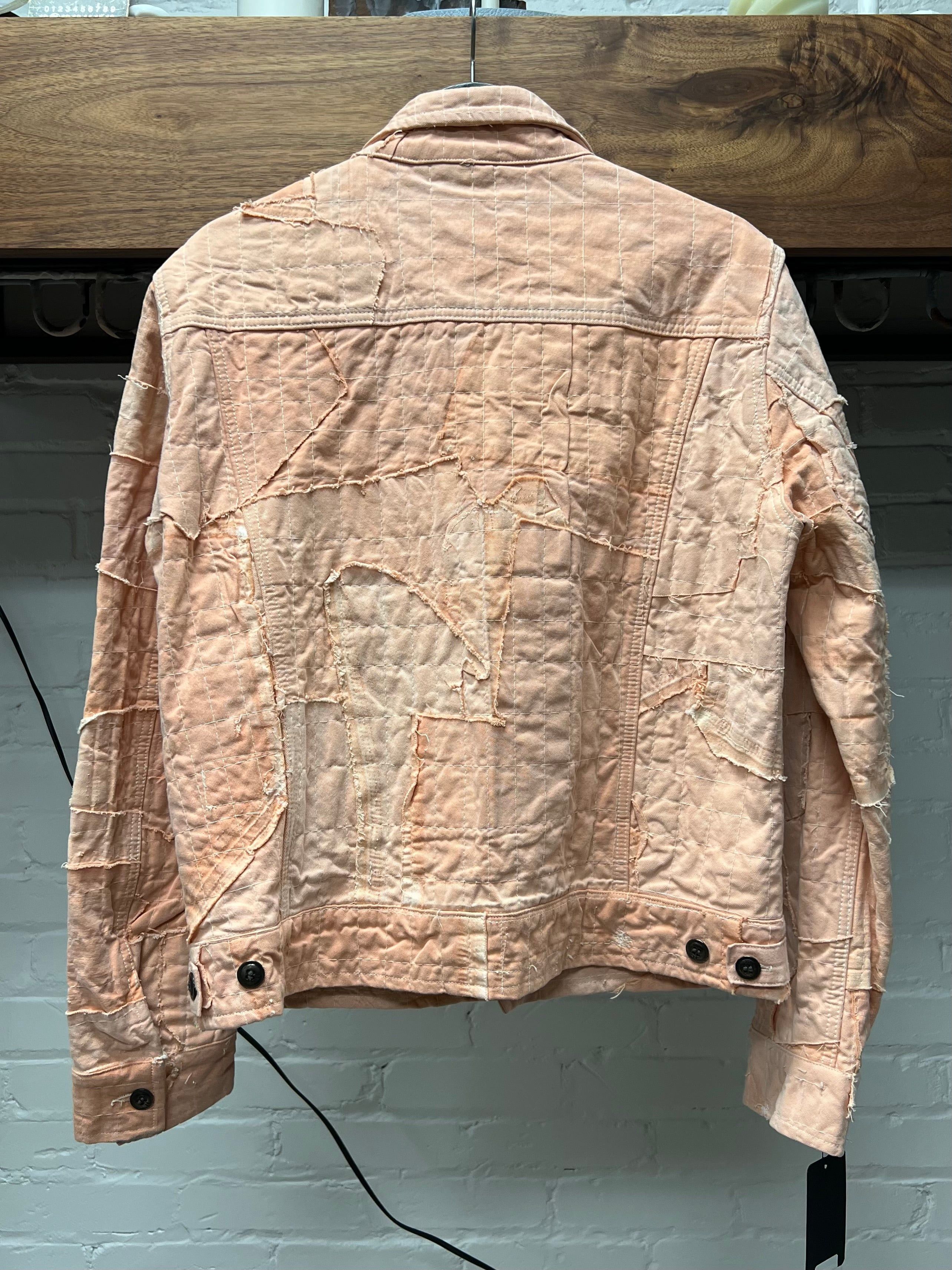 Greg Lauren Greg Lauren Pink Denim Reconstructed Denim Jacket Size US S / EU 44-46 / 1 - 4 Thumbnail