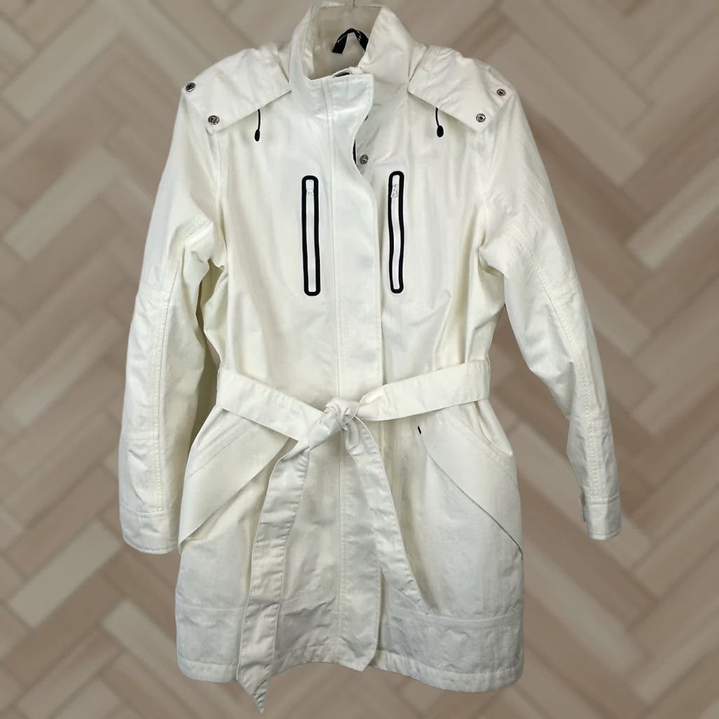 Lands' End Lands' End Trench Coat Womens L Coat Belt Hood Cream Vintage? No (Incorrect) Size L / US 10 / IT 46 - 1 Thumbnail