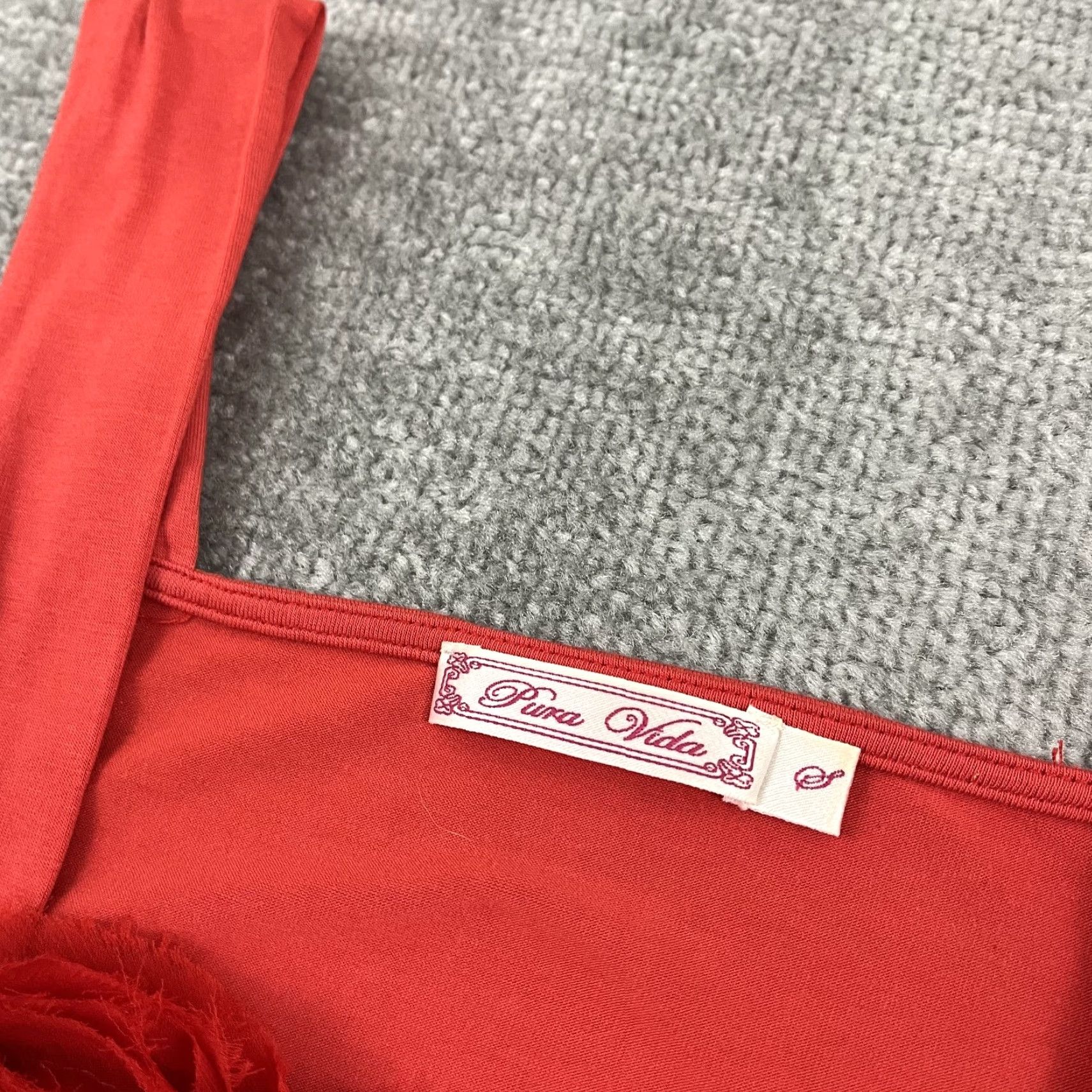Vintage Pura Vida Tank Top Womens S Orangish Red Floral Puff Accent Romantic Vampire Shirt Size S / US 4 / IT 40 - 2 Thumbnail