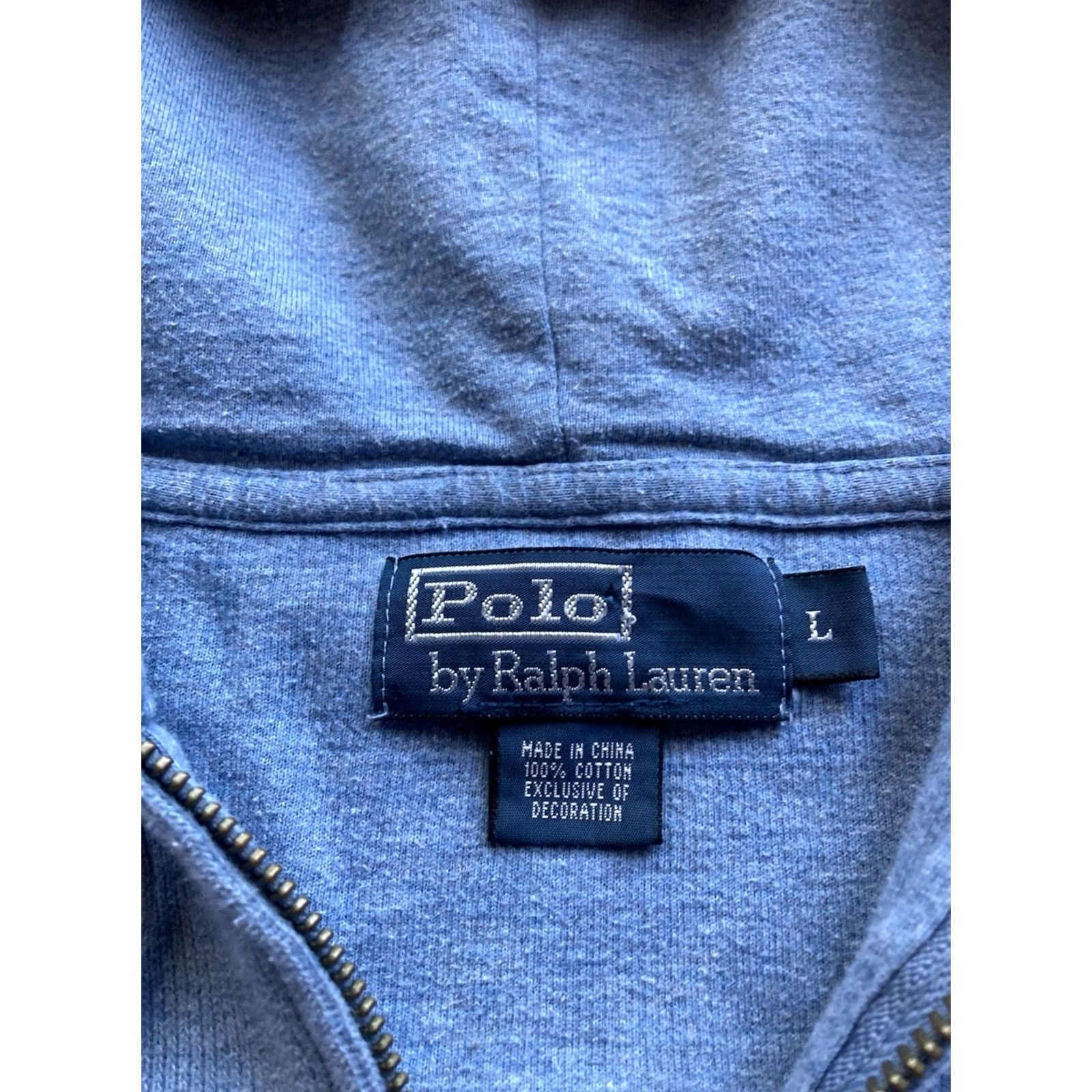 Polo Ralph Lauren VINTAGE Polo Ralph Lauren Hoodie Mens Large Full Zip Hooded Light Blue Knit Size US L / EU 52-54 / 3 - 6 Thumbnail