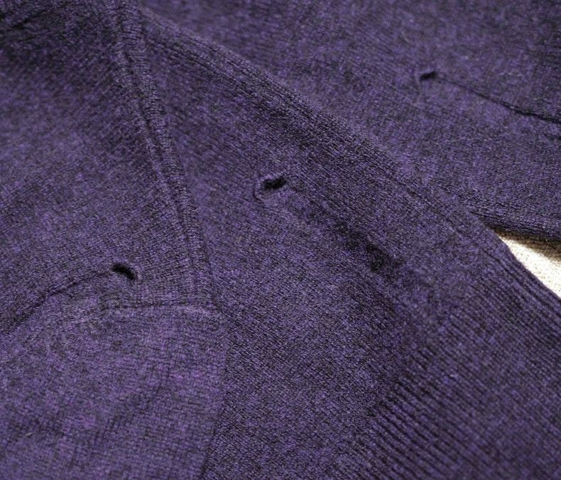 Saint Laurent Paris Saint Laurent Paris Purple cashmere blended damaged sweate Size S / US 4 / IT 40 - 5 Thumbnail