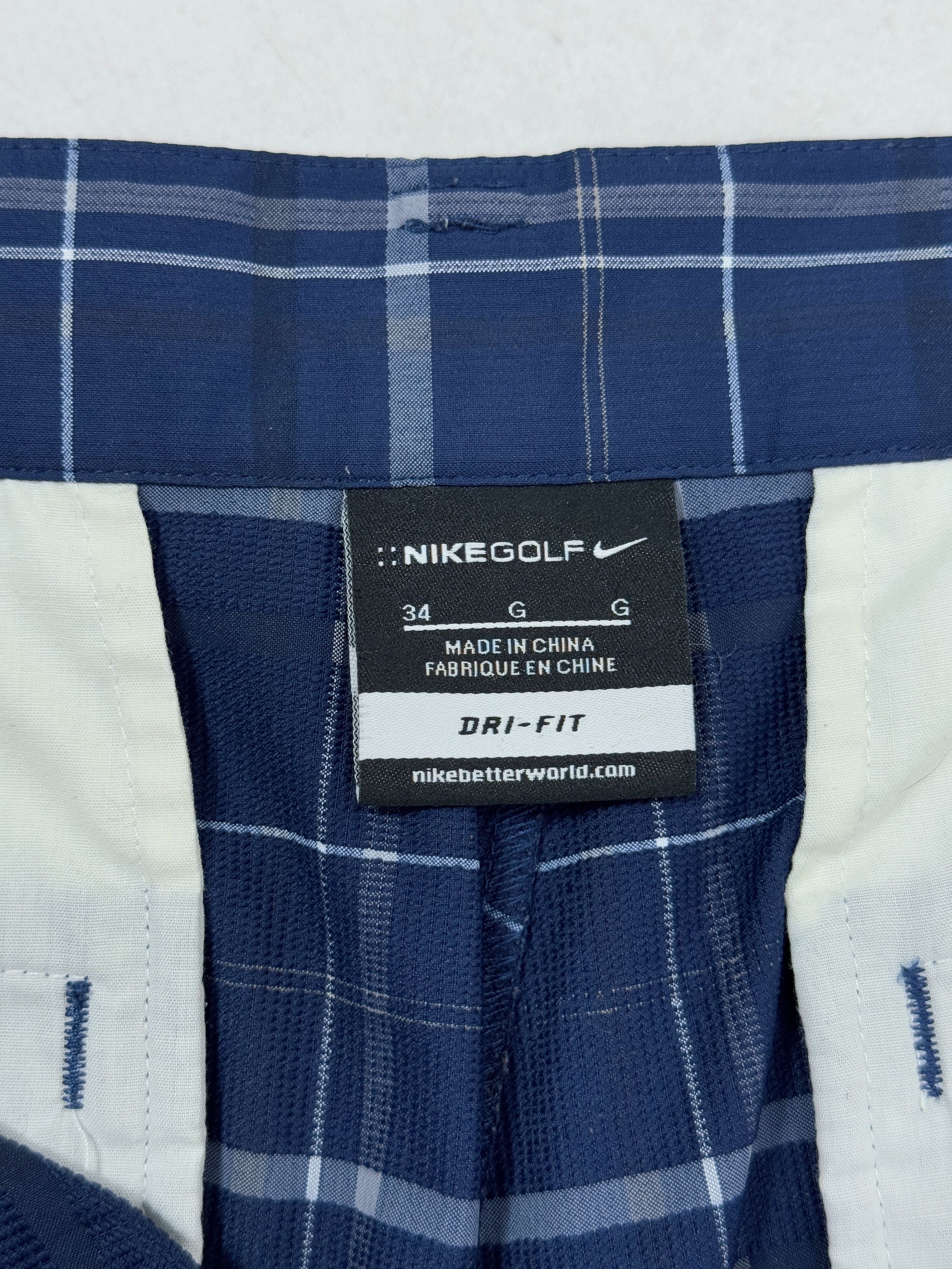 Nike × Vintage Nike Golf Shorts Swoosh Logo Navy Blue & Check Size US 34 / EU 50 - 10 Thumbnail
