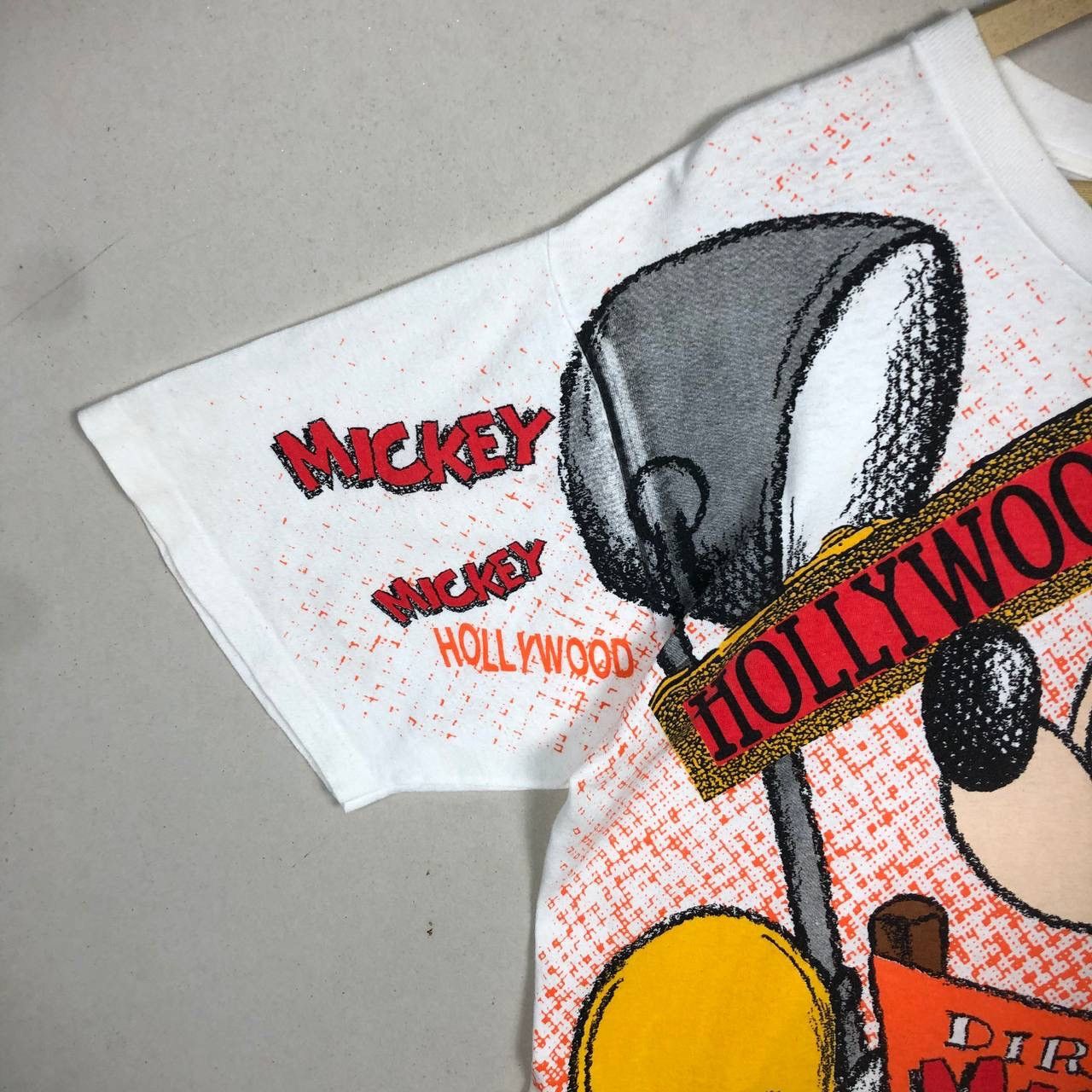 Disney × Mickey Mouse × Vintage Vintage 90s Mickey Mouse Hollywood Disney Overprinted Tshirt Size US L / EU 52-54 / 3 - 5 Thumbnail