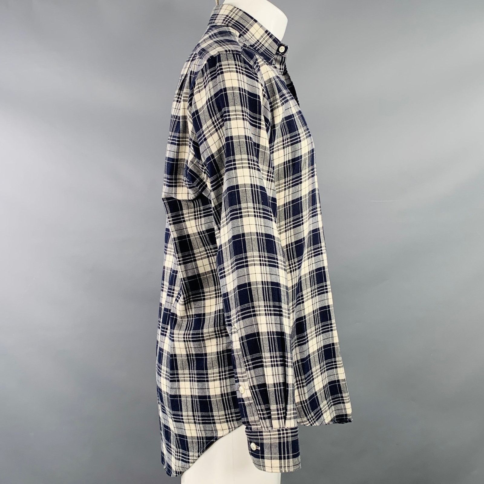 Polo Ralph Lauren Size S Marlowe Navy Cream Plaid One Pocket Long Sleeve Shirt Size US S / EU 44-46 / 1 - 2 Thumbnail