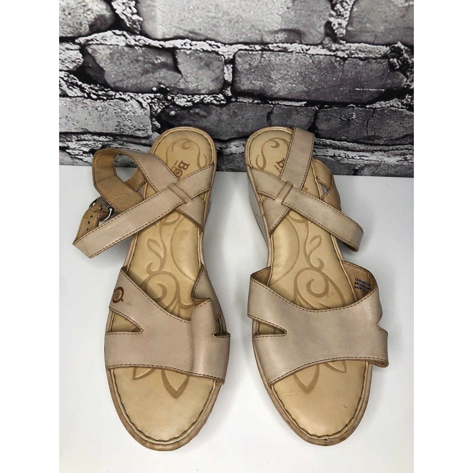 Born Born Light Pink Leather Platform High Wedge Strap Sandals Wo Size US 11 / IT 41 - 12 Thumbnail
