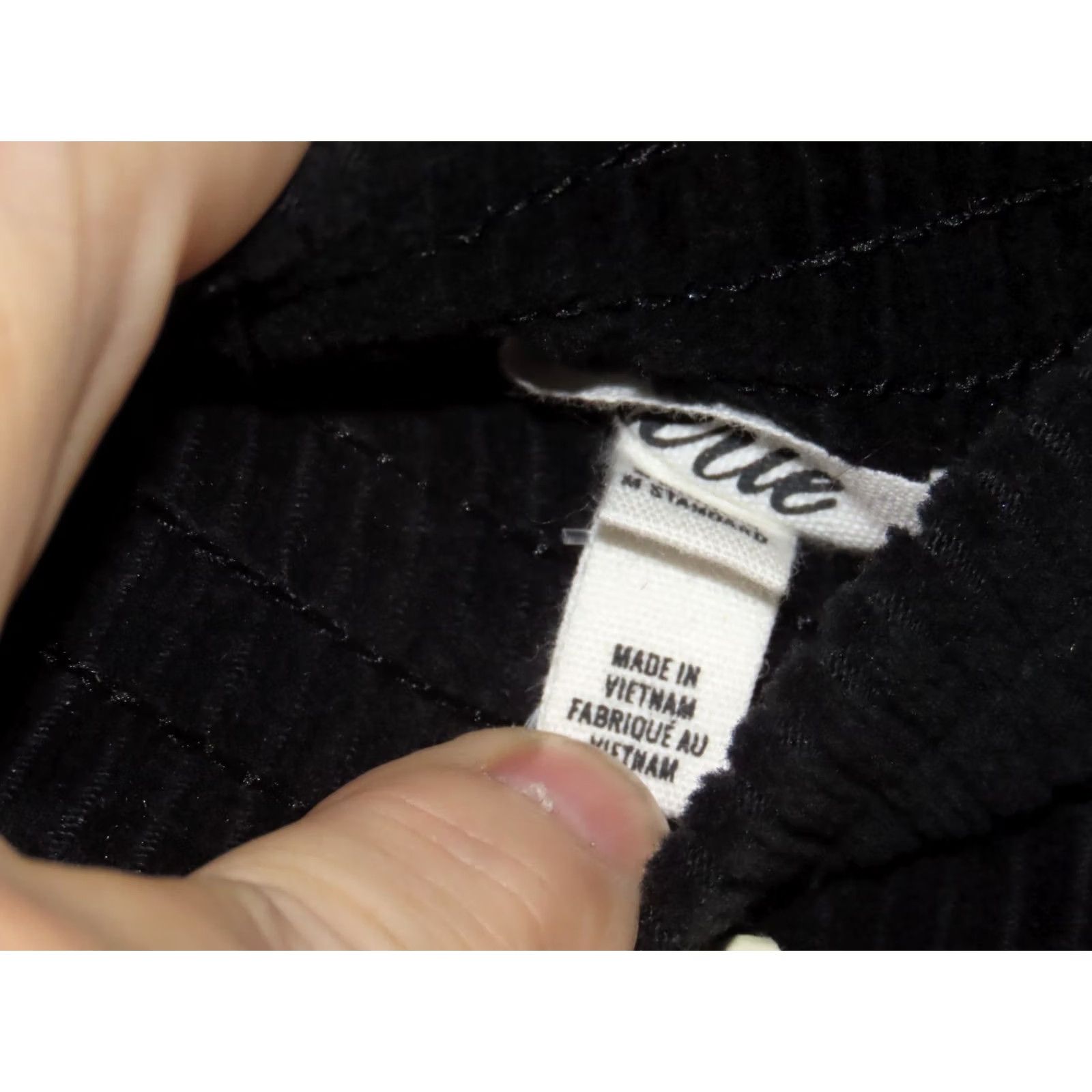 Vintage Aerie Black Corded Velour Elastic Waist High Rise Flare Pant M Regular Women Pants Ltd Knit Velour Sweatpants Casual Spring Fall Womens Size 32" / US 10 / IT 46 - 6 Thumbnail