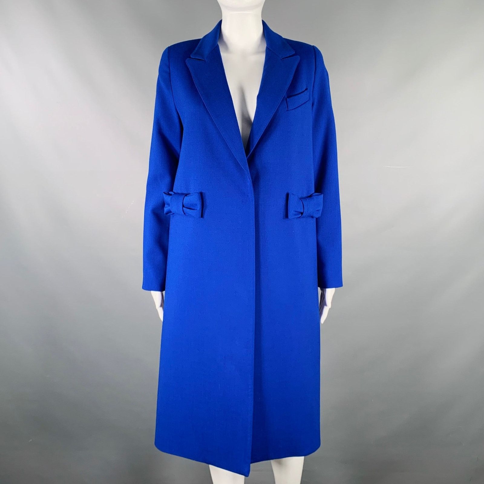 SMYTHE SMYTHE Size 4 Cobalt Blue Polyester Bows Single Snap Coat Size S / US 4 / IT 40 - 1 Thumbnail
