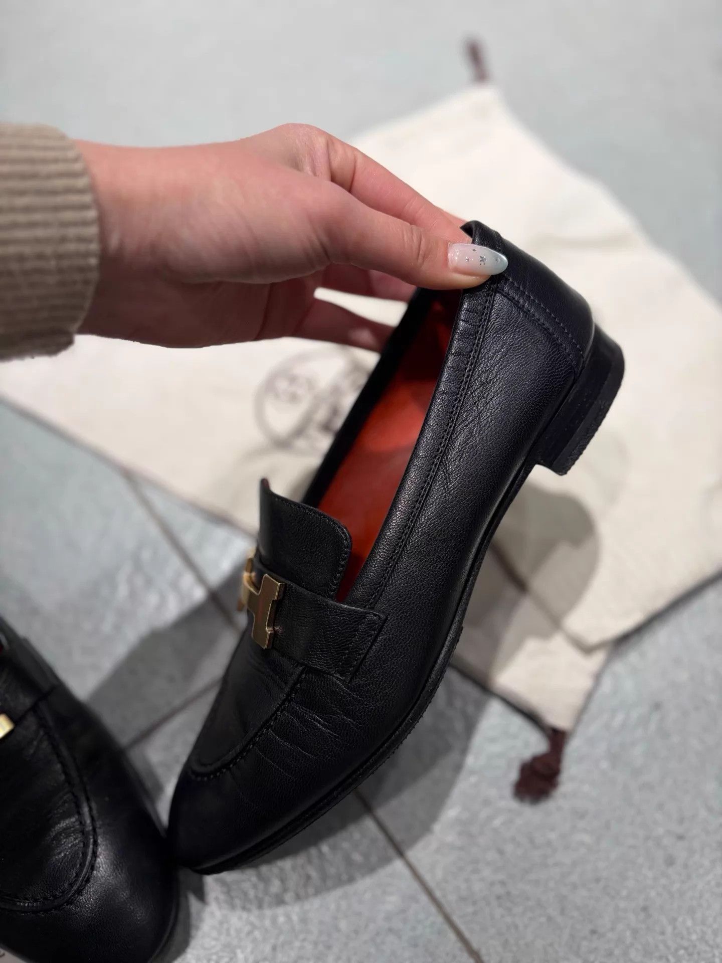 Hermes Hermes Black Gold H Loafer Mint Dust Bag 37.5 Size US 7 / IT 37 - 3 Thumbnail