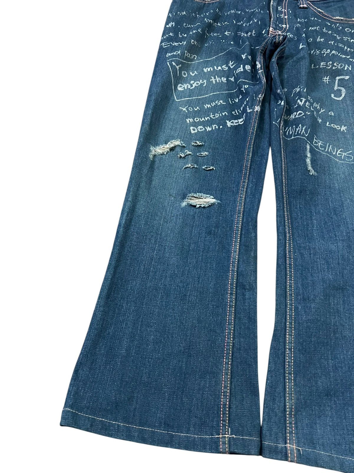 If Six Was Nine × Le Grande Bleu (L.G.B.) JAMGLE JAM JAPAN FLARE DISTRESS JEANS Size US 32 / EU 48 - 3 Thumbnail
