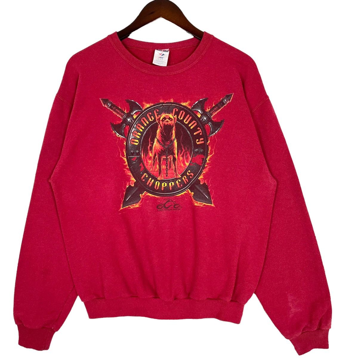 image of Y2K Orange County Choppers Big Logo Sweatshirt in Red, Men's (Size Medium)