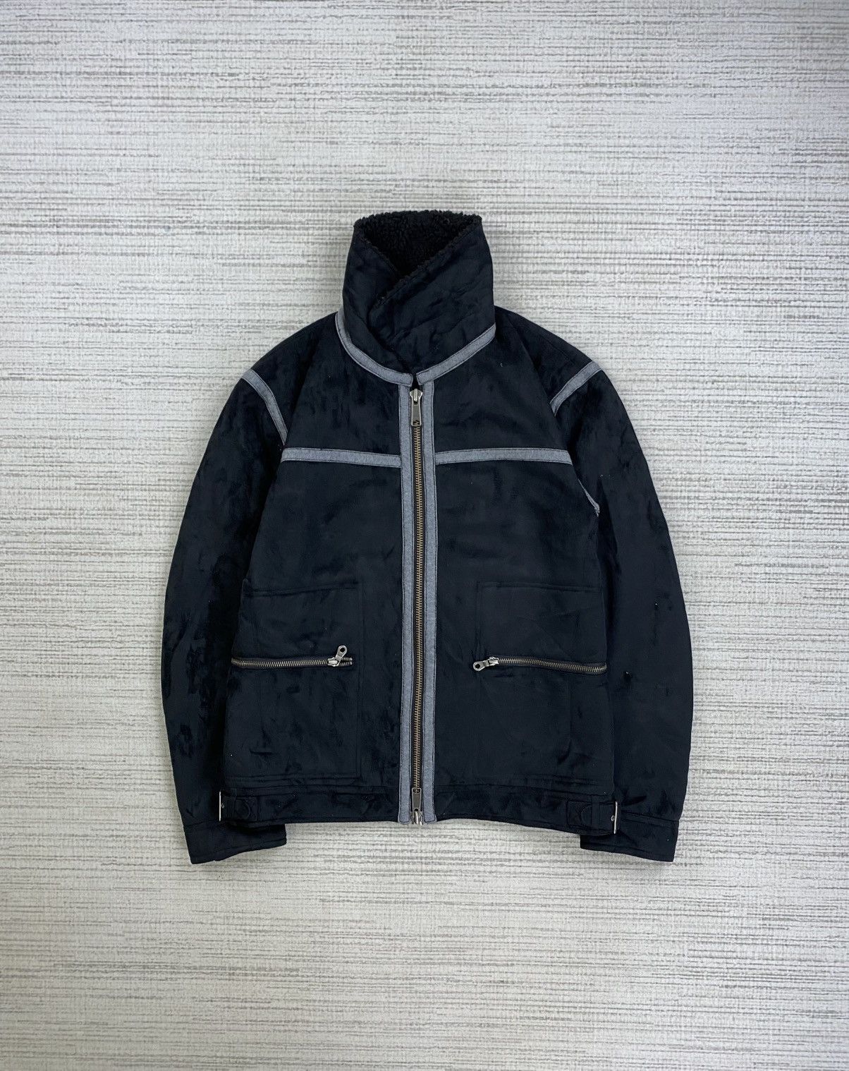 Boycott × Le Grande Bleu (L.G.B.) × Vintage Vtg Boycott Shearling Lined Zip Up Jacket with Contrast Trim Size US M / EU 48-50 / 2 - 5 Thumbnail