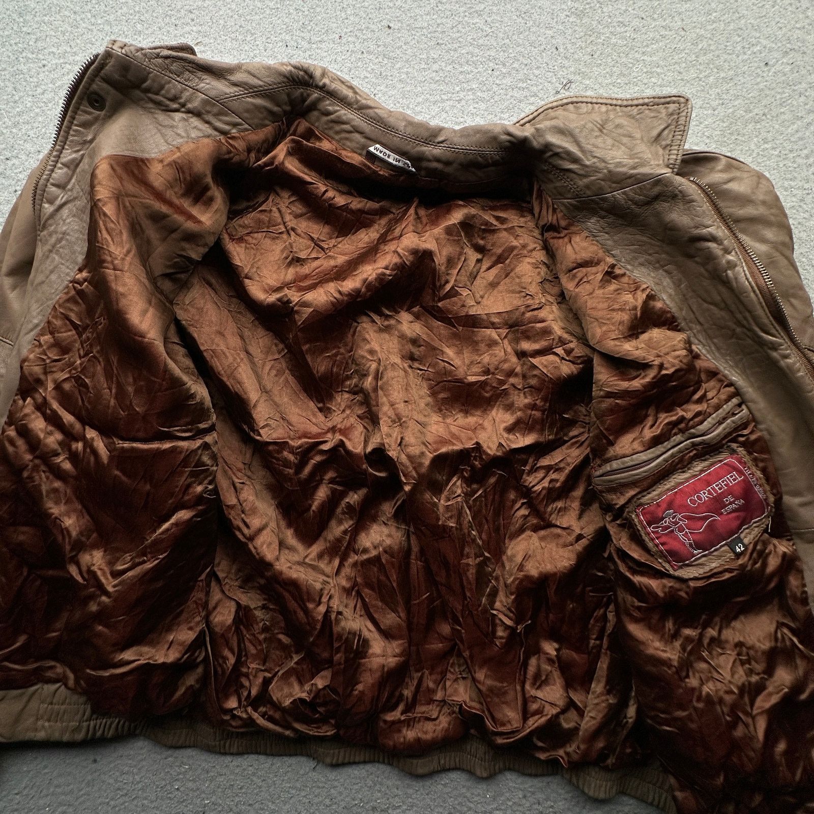Other Vintage Cortefiel De Espana Leather Bomber Jacket 42 Large Size US L / EU 52-54 / 3 - 8 Thumbnail