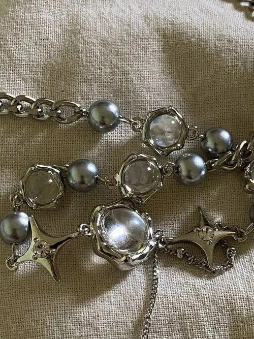 Jewelry Star Geometric Crystal Ball Chain Necklace Size ONE SIZE - 3 Thumbnail