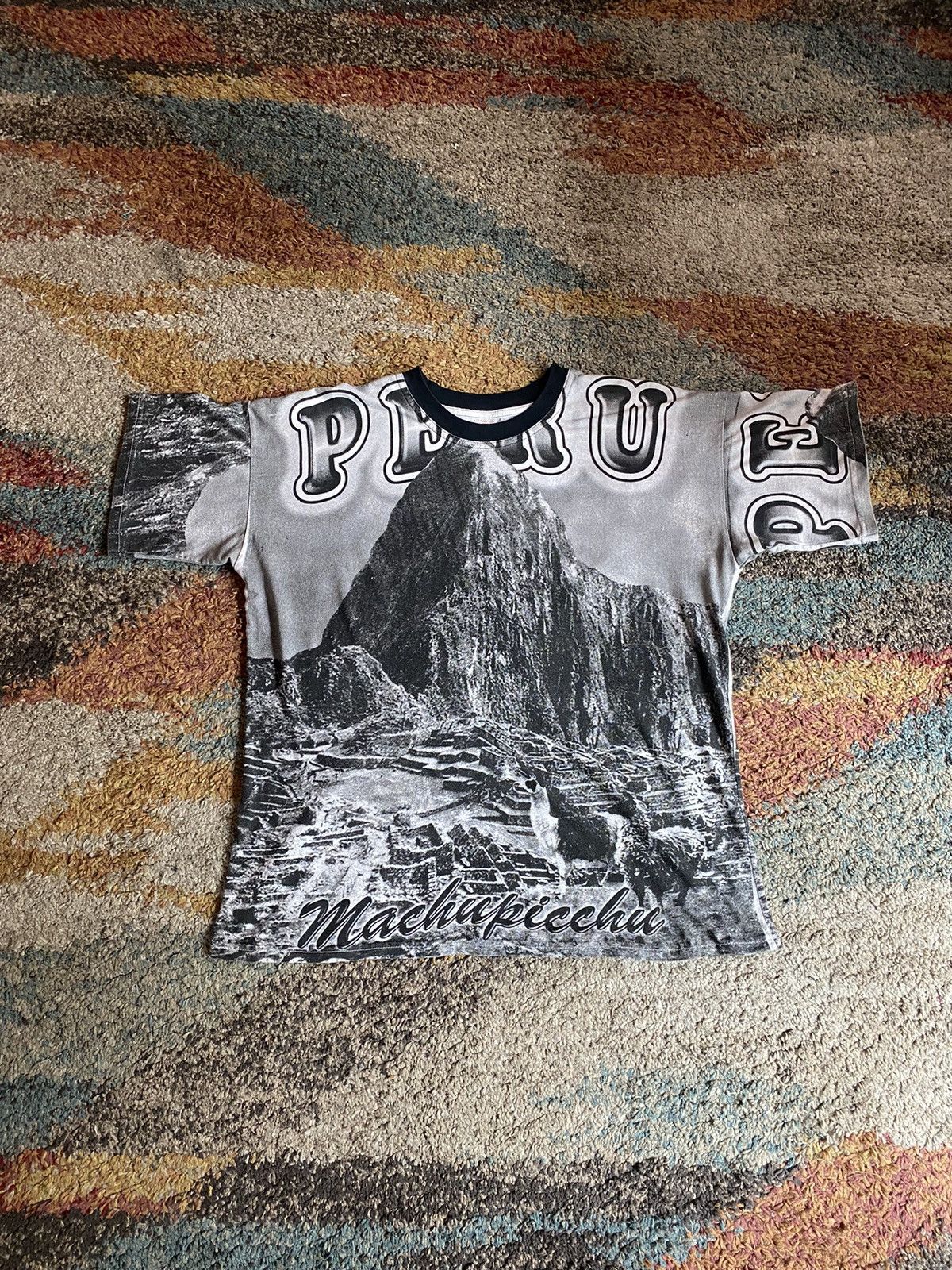 Single stitch Peru Machu Picchu AOP tee