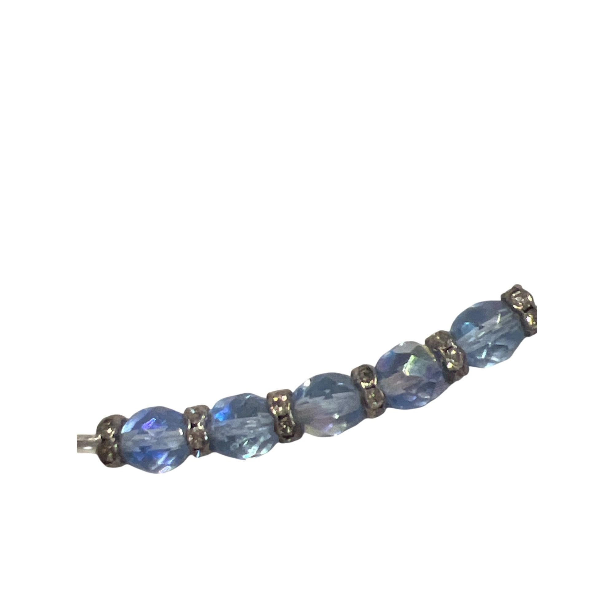 Other Vintage Sterling Silver AB Blue Crystal Beaded Necklace Lobs Size ONE SIZE - 2 Thumbnail