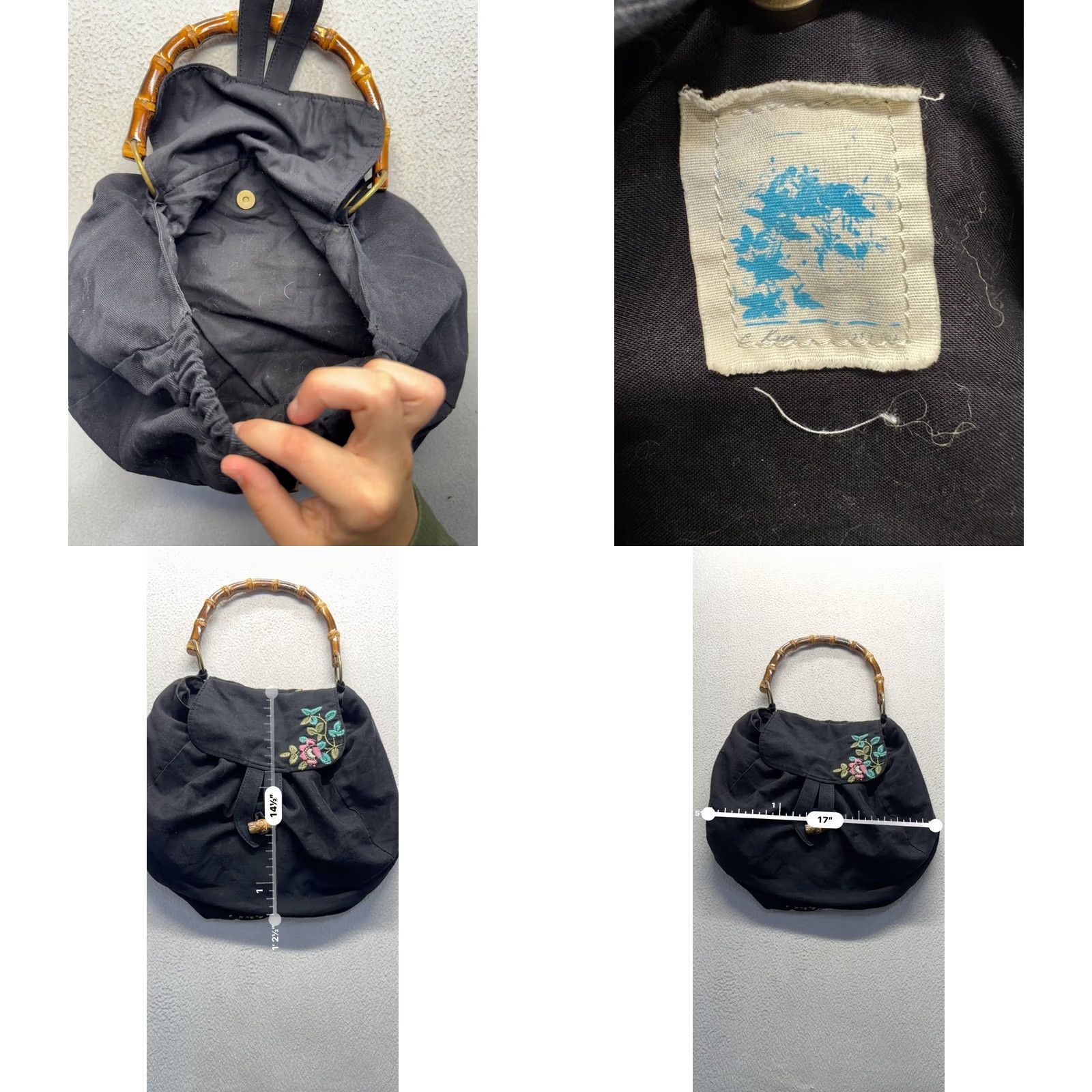 Anthropologie Anthropologie Black Canvas Bag Tote Women Size ONE SIZE - 8 Thumbnail