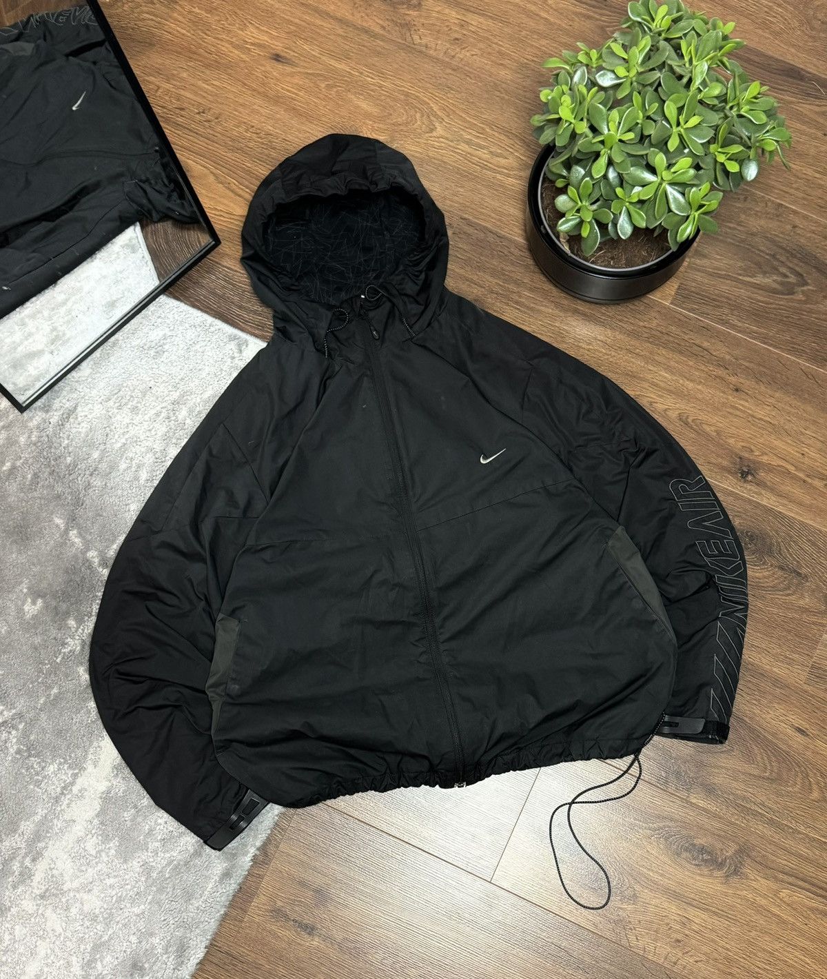 00s Nike Airmax Vintage Nylon Hooded Jacket Drill Y2K
