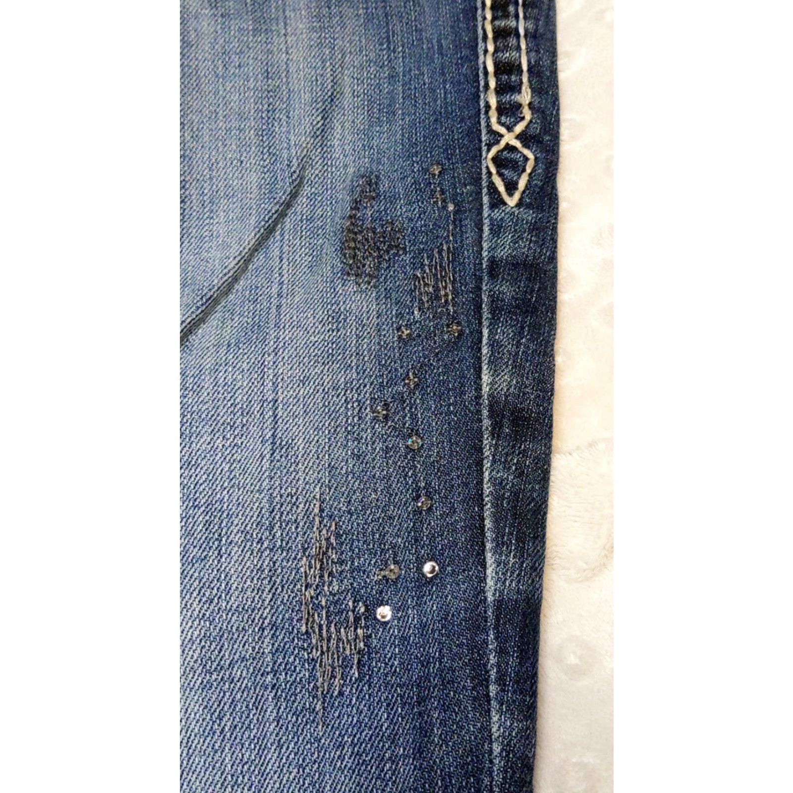 Vintage Rock Revival Jeans Kai Bootcut Womens 28x29 Dark Wash Low Rise Cowgirl Grunge Jeans Size 28" / US 6 / IT 42 - 4 Thumbnail