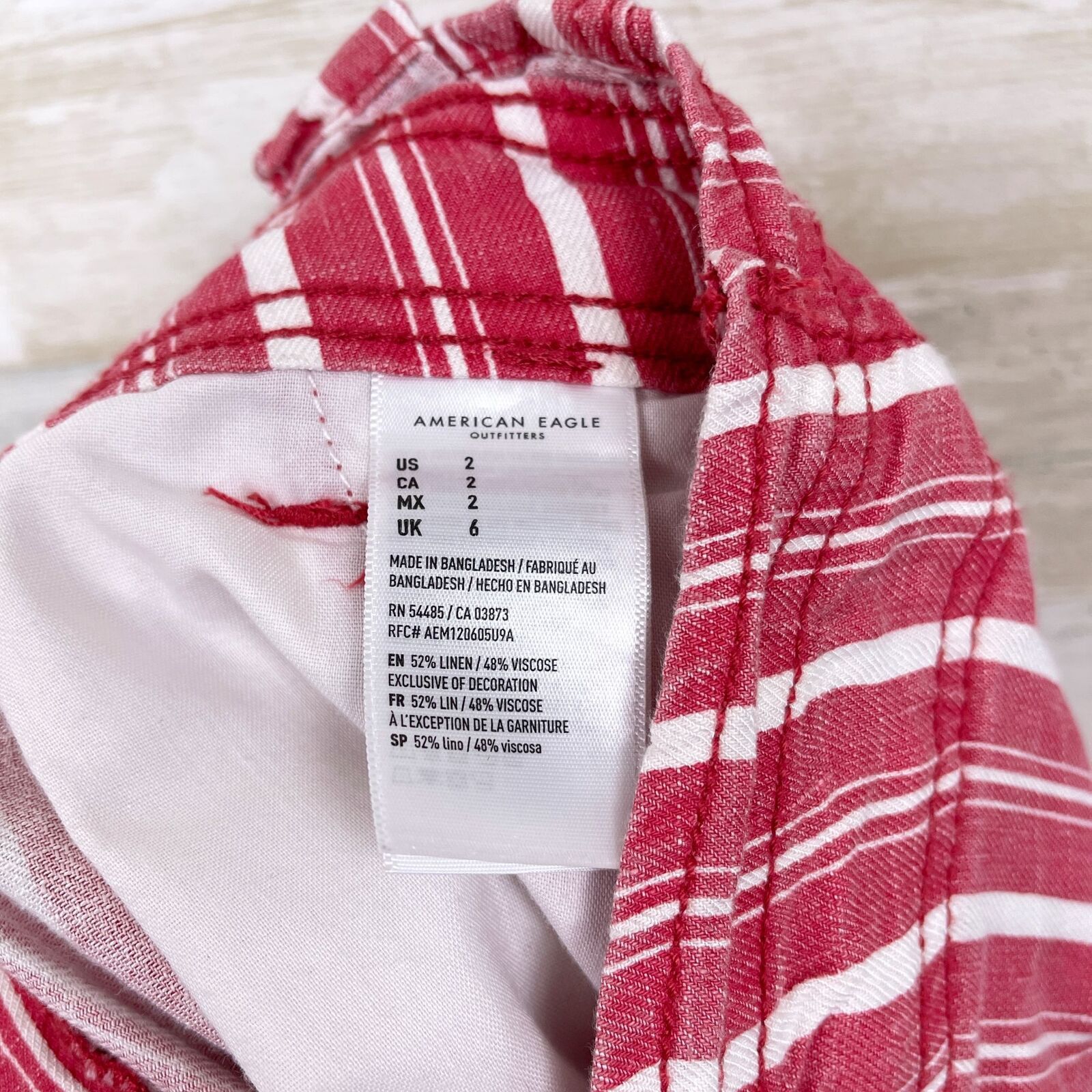 American Eagle Outfitters American Eagle Linen Striped Paperbag Shorts Red Womens 2 Size US 26 / EU 42 - 6 Thumbnail