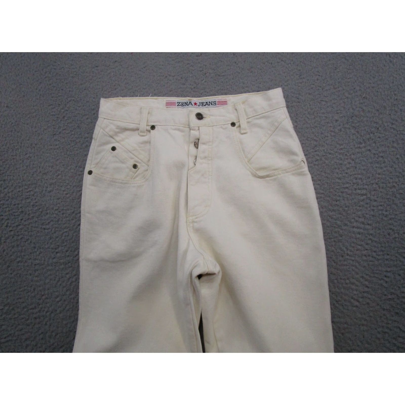 Vintage VINTAGE ZENA Jeans 90s High Rise Button Fly White Denim Mom Style Size 9 Womens Size 30" / US 8 / IT 44 - 3 Thumbnail