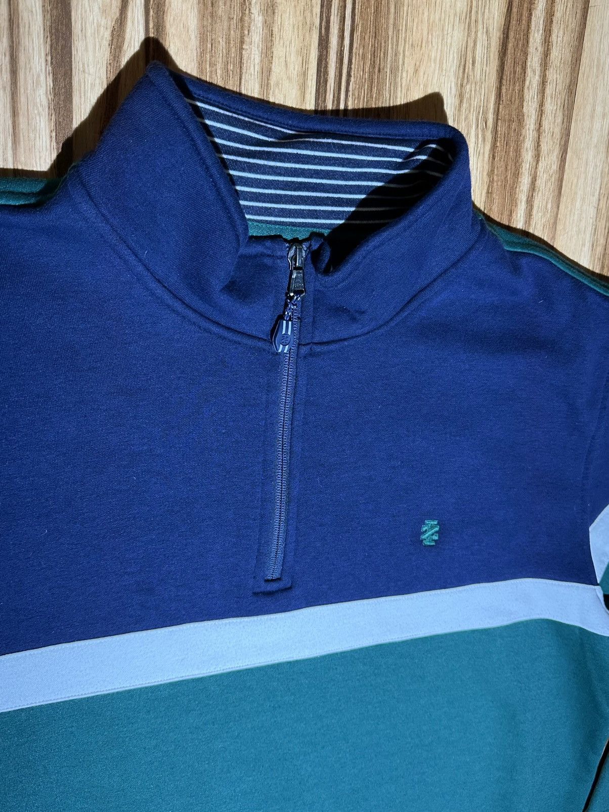 Izod Izod Men's Navy and Teal 1/4 Zip Up Sweater Size US XL / EU 56 / 4 - 4 Thumbnail