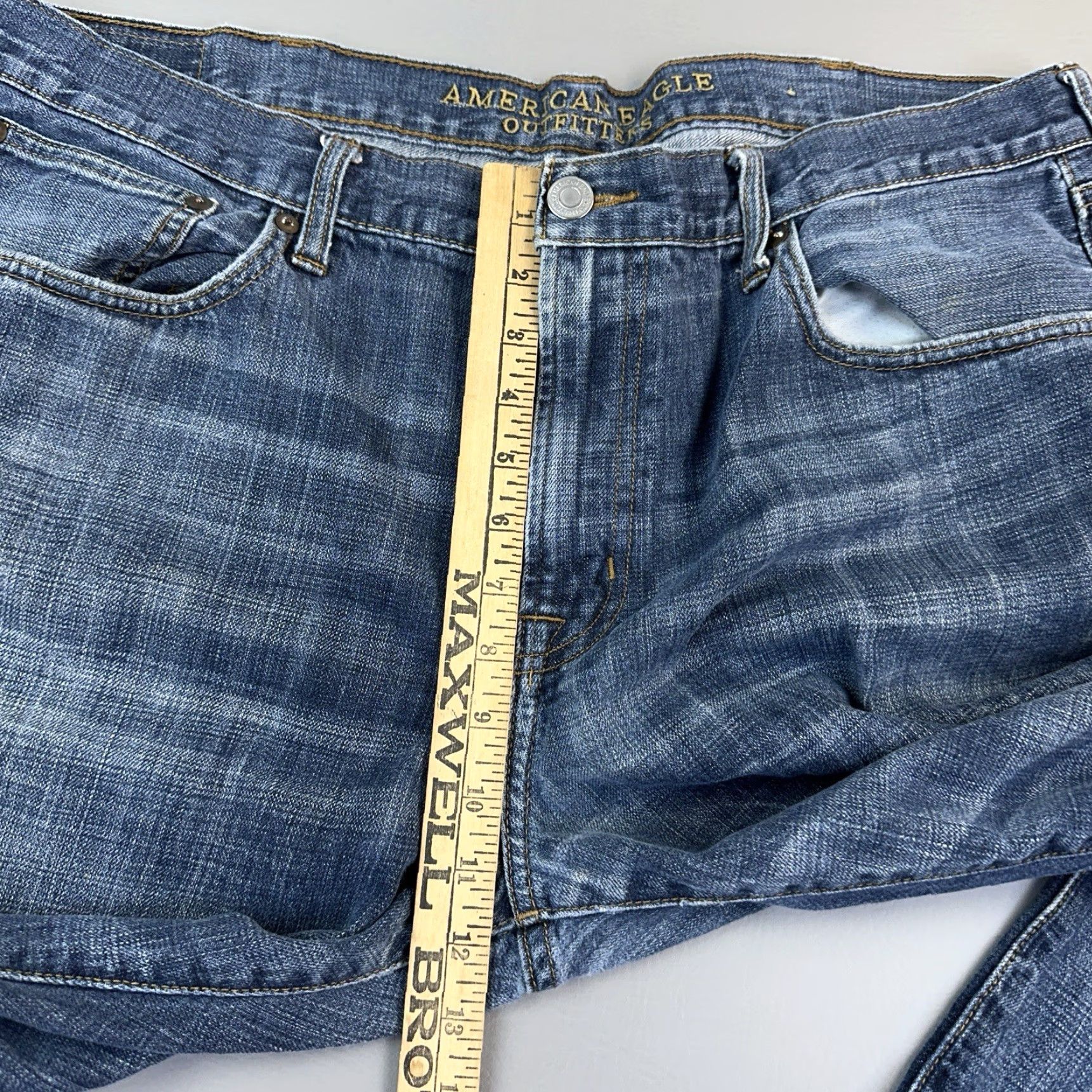 American Eagle Outfitters American Eagle Jeans Mens 38x32 Dark Wash Bootcut Distressed 5-Pocket Denim Cotton Blue Jeans Mens Regular Bootcut USA | 40x31 Size US 38 / EU 54 - 5 Thumbnail