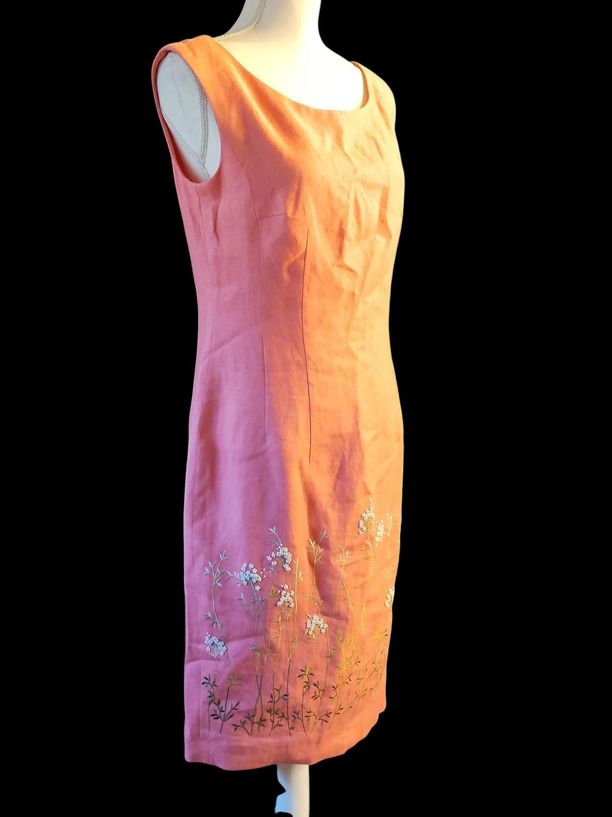 Other Maggy London Elegant Coral Midi Dress with Floral Embroidery Size M / US 6-8 / IT 42-44 - 5 Thumbnail