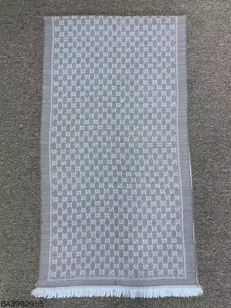 Gucci Gucci Gray Printed Wool Scarf-2506 Size ONE SIZE - 2 Thumbnail