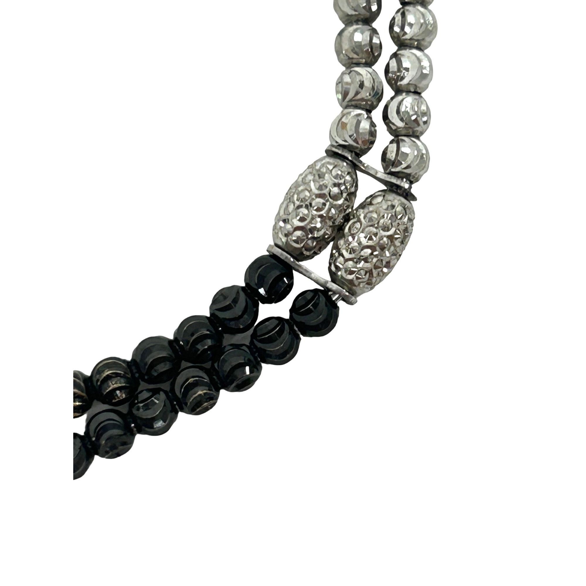 Other Bracelet 925 Sterling Silver Black Faceted Beads Italy Vtg 7 Size ONE SIZE - 5 Thumbnail