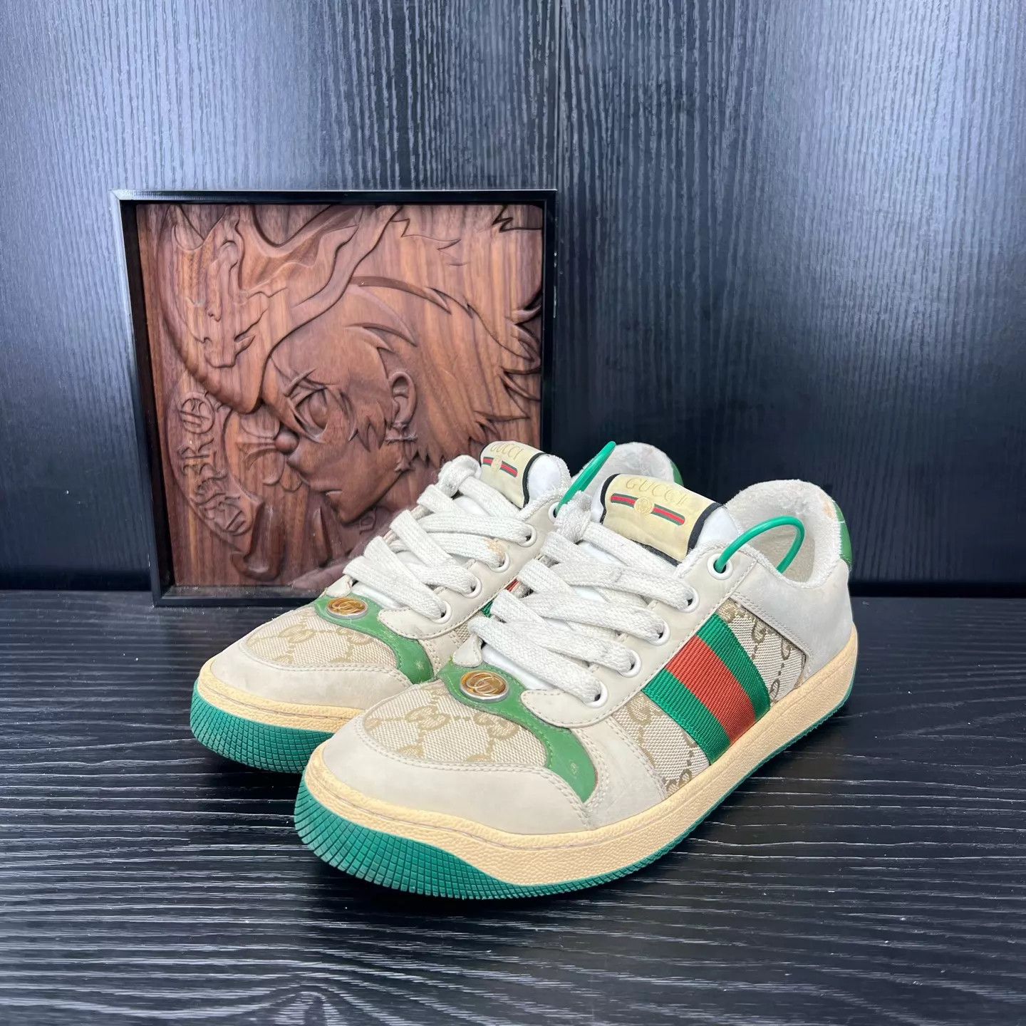 Gucci Gucci Distressed Sneaker Gray Green EU 37 Size US 6.5 / IT 36.5 - 1 Thumbnail