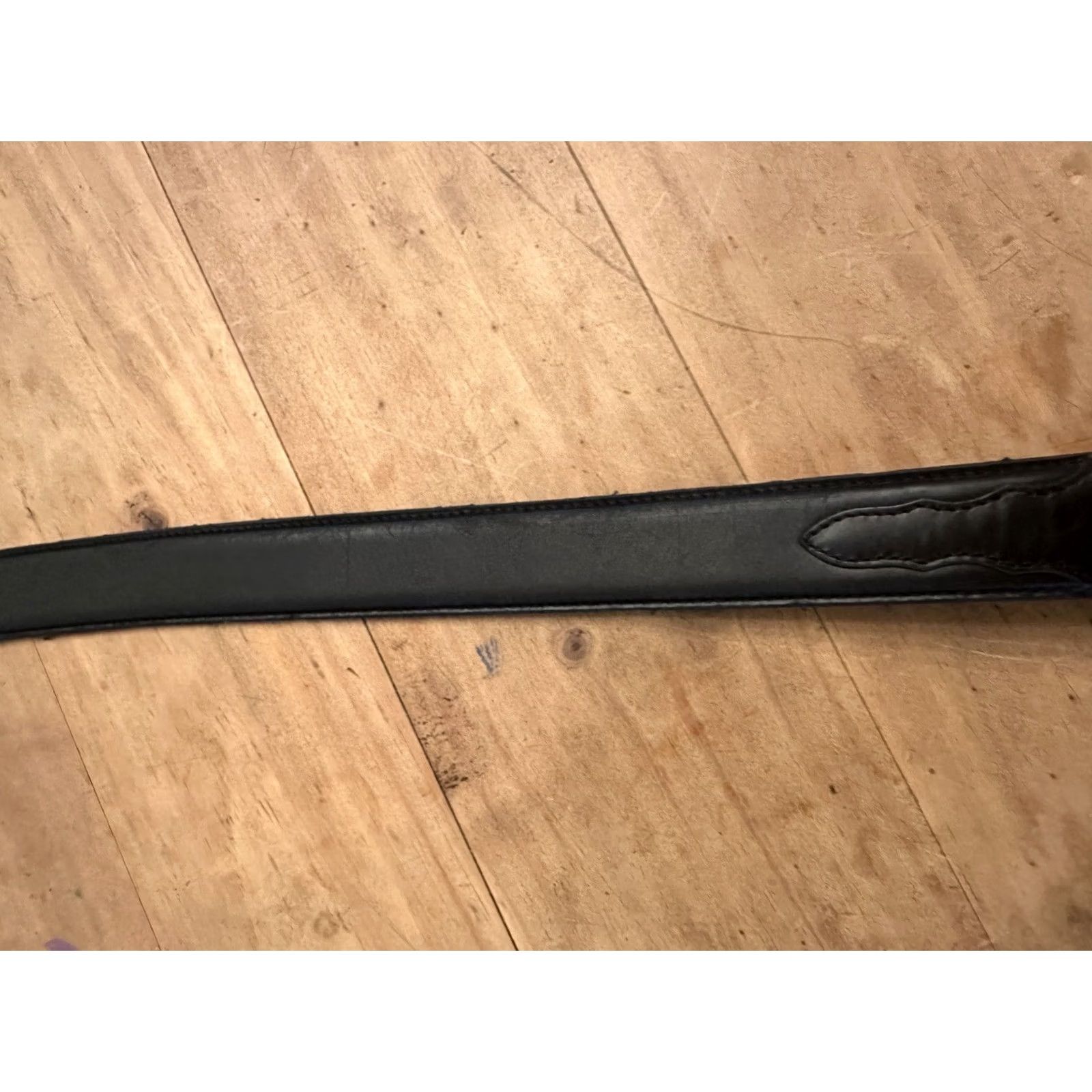 Vintage 3D Belt Company Belt Men's Basic Overlay Feathered Black Leather D1011 Size 34 Western Regular Mens Size 34 - 3 Thumbnail