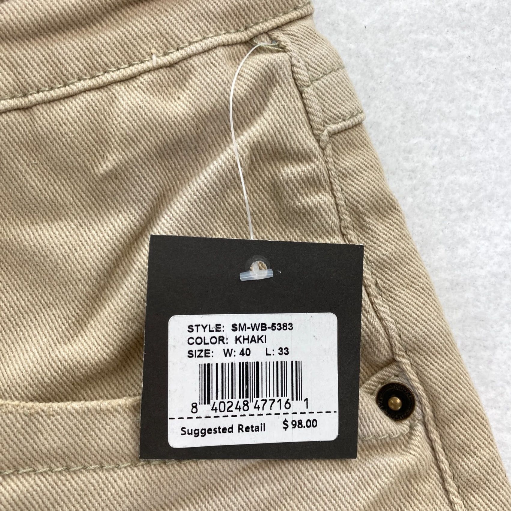 Denime Smugglers Moon Jeans Mens 40x33 Khaki Beige Denim Button Fly Roll Up Distressed Size US 40 / EU 56 - 6 Thumbnail