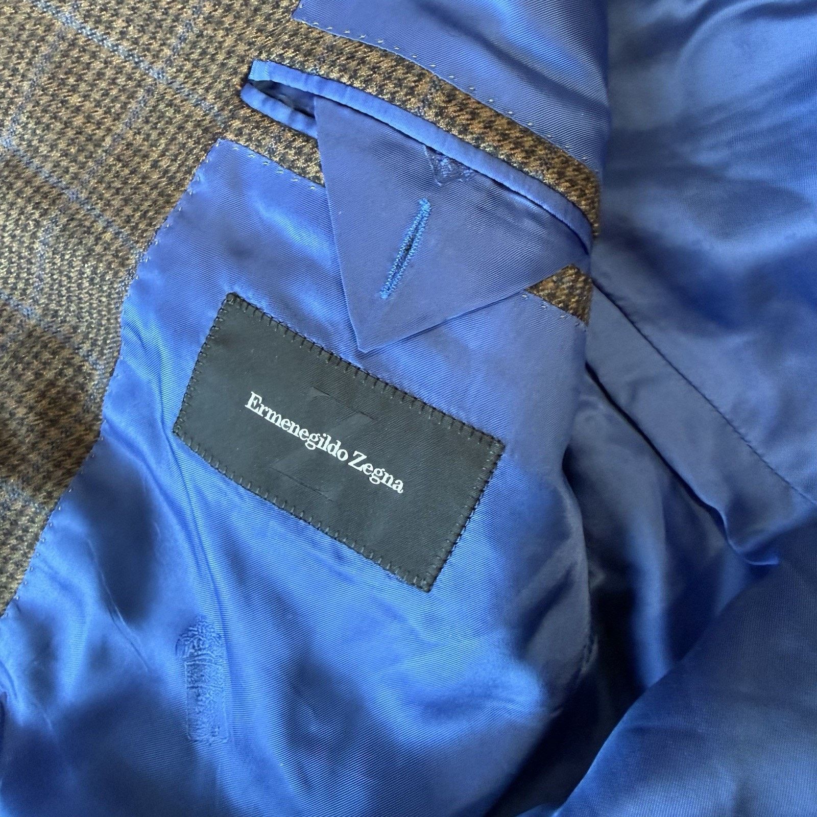 Ermenegildo Zegna Ermenegildo Zegna Blazer Large Brown Multicolor Plaid Pure Size 46R - 9 Thumbnail