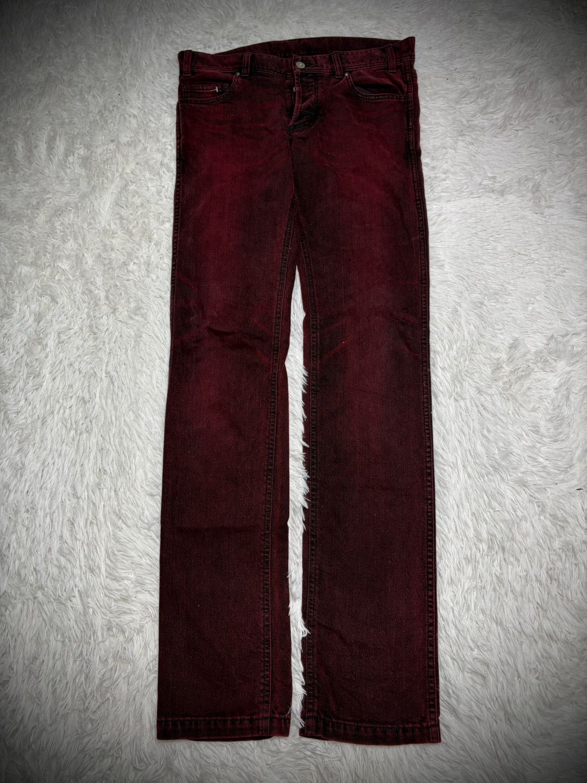 If Six Was Nine Rare 5351 Pour Les Hommes wine clawmark skinny slim jeans Size US 33 - 1 Thumbnail