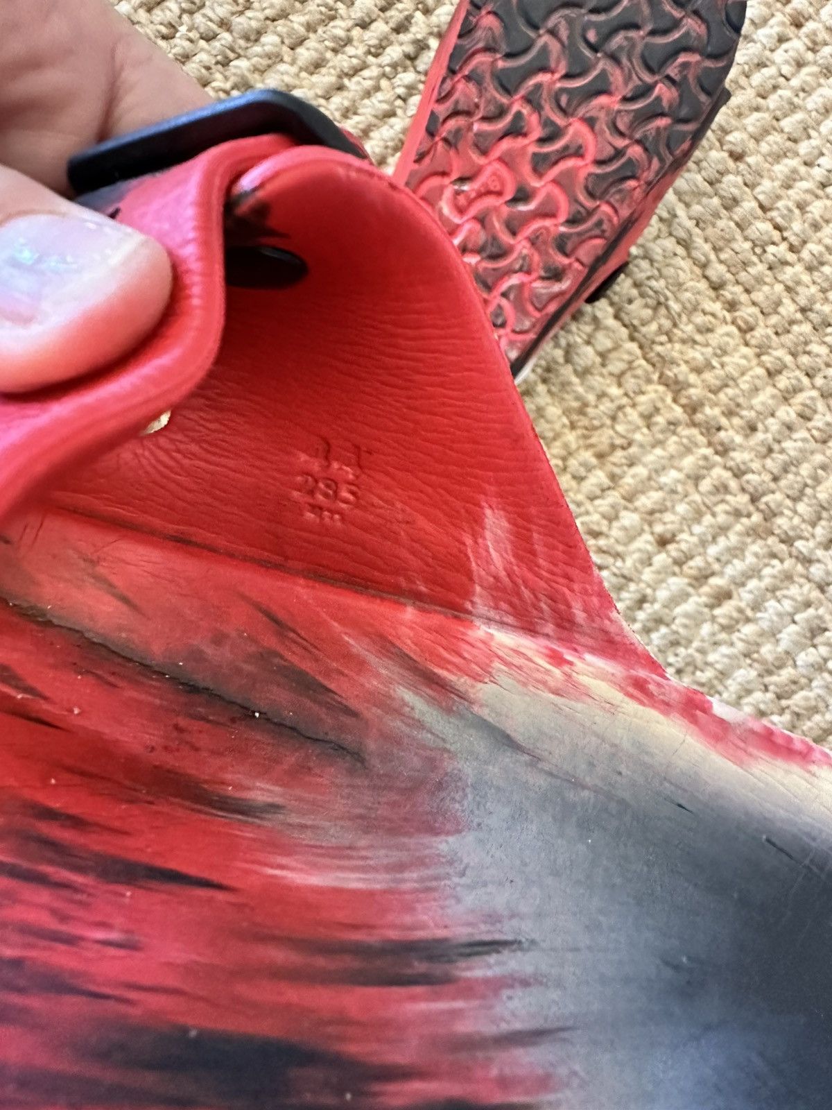 Birkenstock BIRKENSTOCK Sandals Slides Red Black Paint Brush Size US 11 / EU 44 - 5 Thumbnail