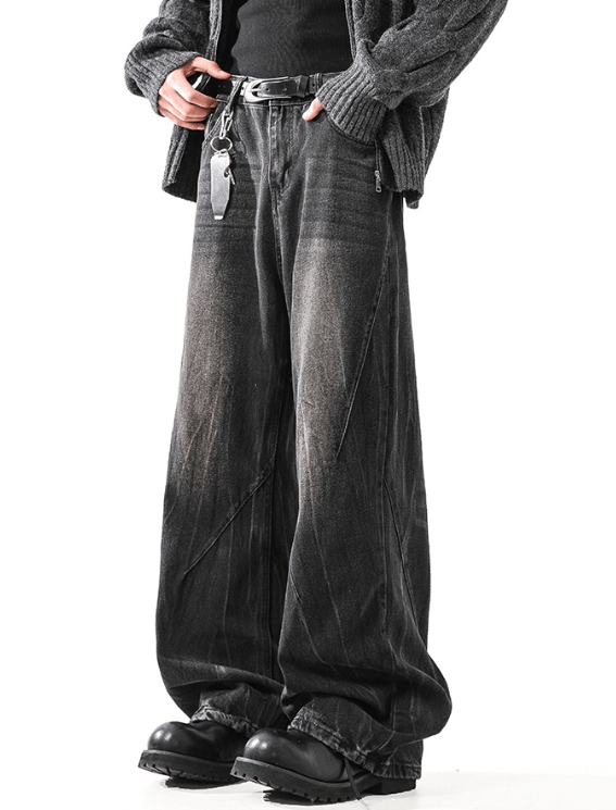 Vintage American street retro washed men's cleanfit wide-leg jeans Size US 32 / EU 48 - 4 Thumbnail
