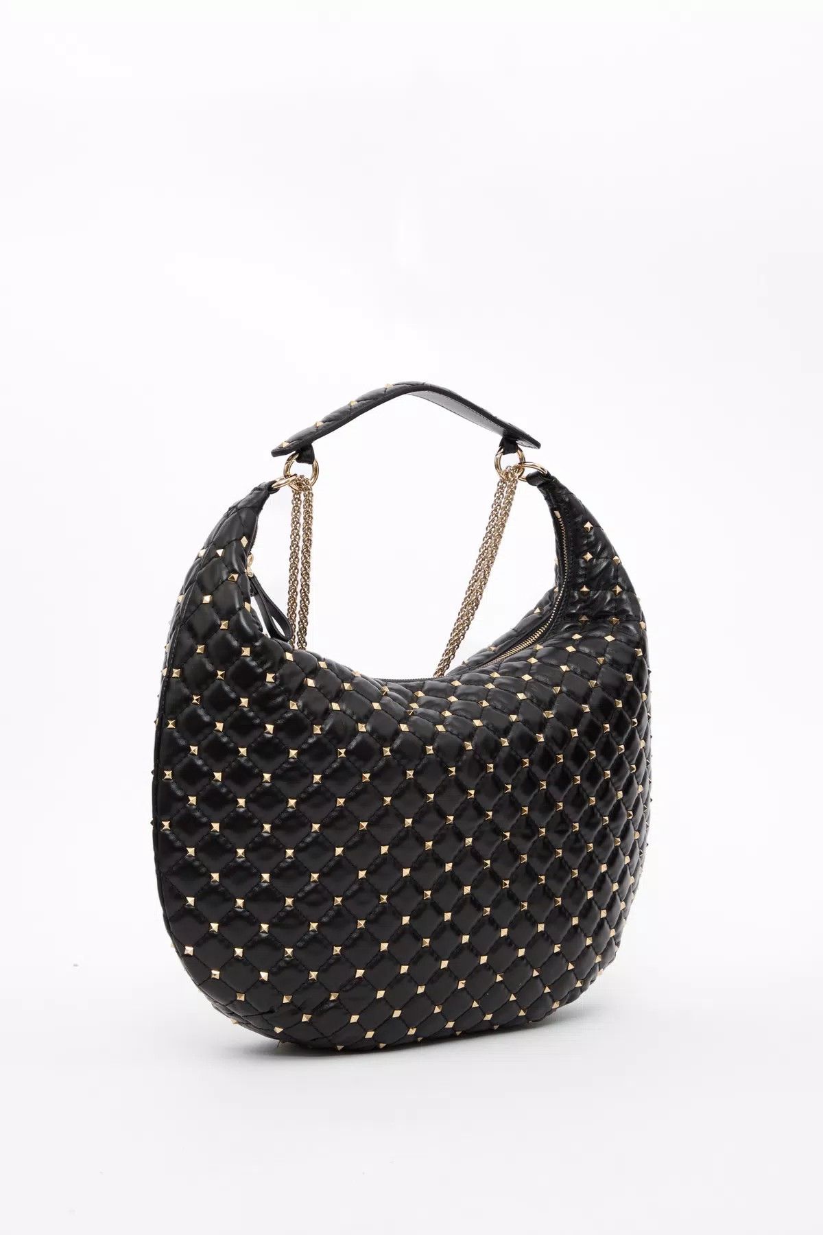 Valentino oc11z0725 Size:OS/Rockstud Spike Calfskin Hobo Bag in Black Size ONE SIZE - 2 Thumbnail