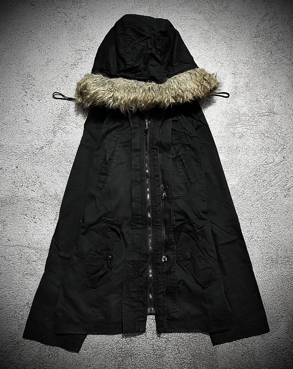 Japanese Brand 2up Worldwide x ADN Masashi Black Fox Fur Zip Up