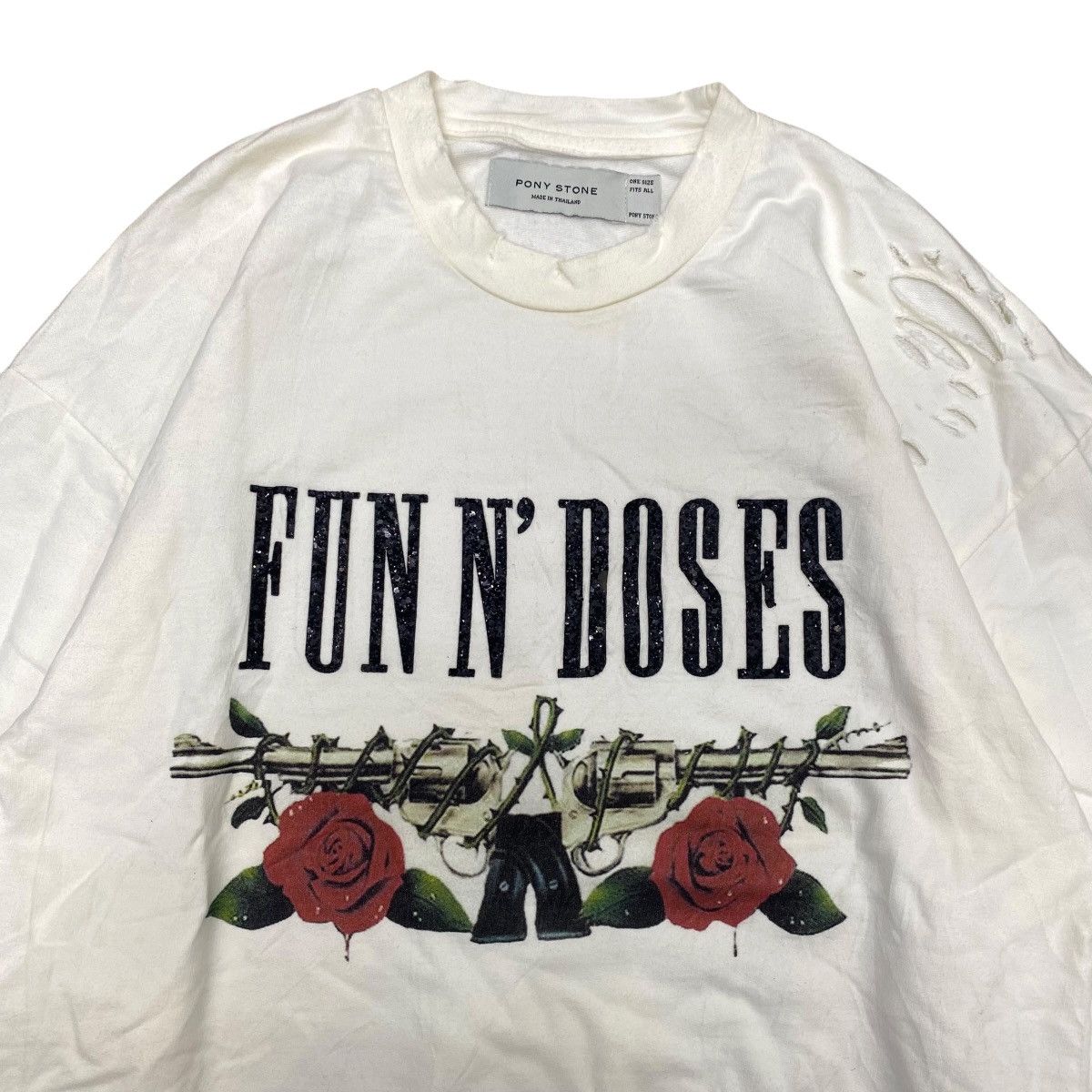 Japanese Brand PONY STONE FUN N’ DOSES ROSE GRAPHIC DISTRESSED OVERSIZED Size US M / EU 48-50 / 2 - 2 Thumbnail