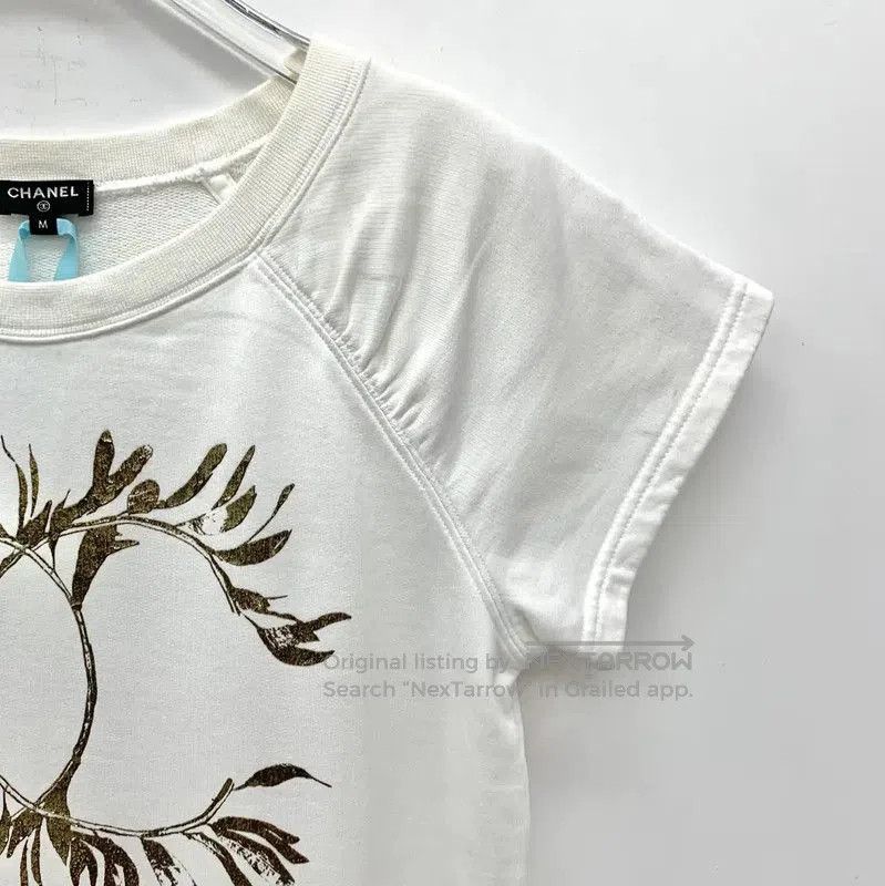 Chanel Chanel White Cotton Women's T-Shirt with Logo . Size M / US 6-8 / IT 42-44 - 2 Thumbnail