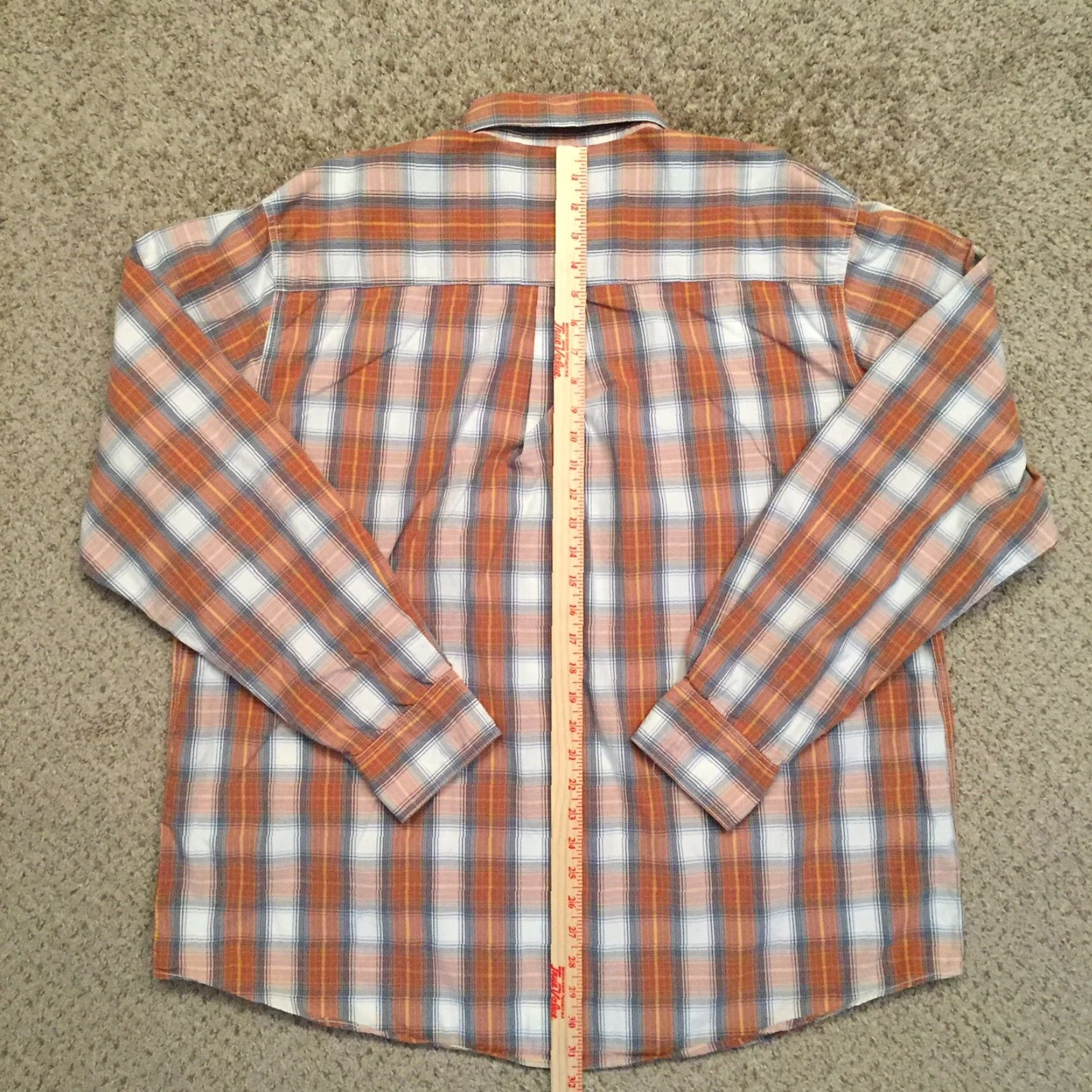 Vintage Ruff Hewn Shirt Mens 2XL Orange Plaid Long Sleeve Button-Up Pockets Size US XXL / EU 58 / 5 - 6 Thumbnail